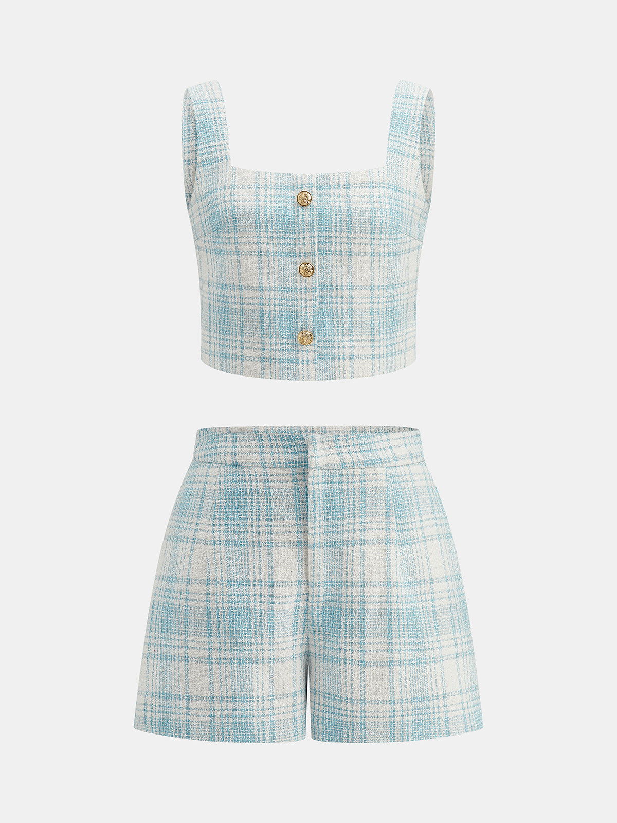 Plaid Tweed Two Piece Shorts Set Comfortable Spring Summer Fashion