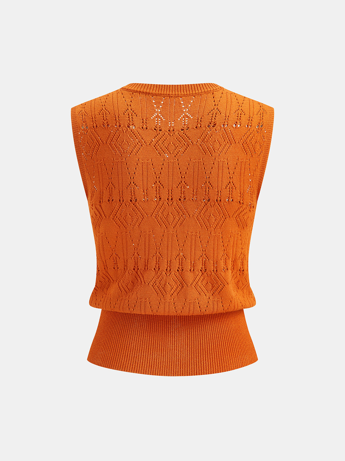 Hollow Knit Fitted Waist Vest Soft Lightweight Sleeveless Sweater