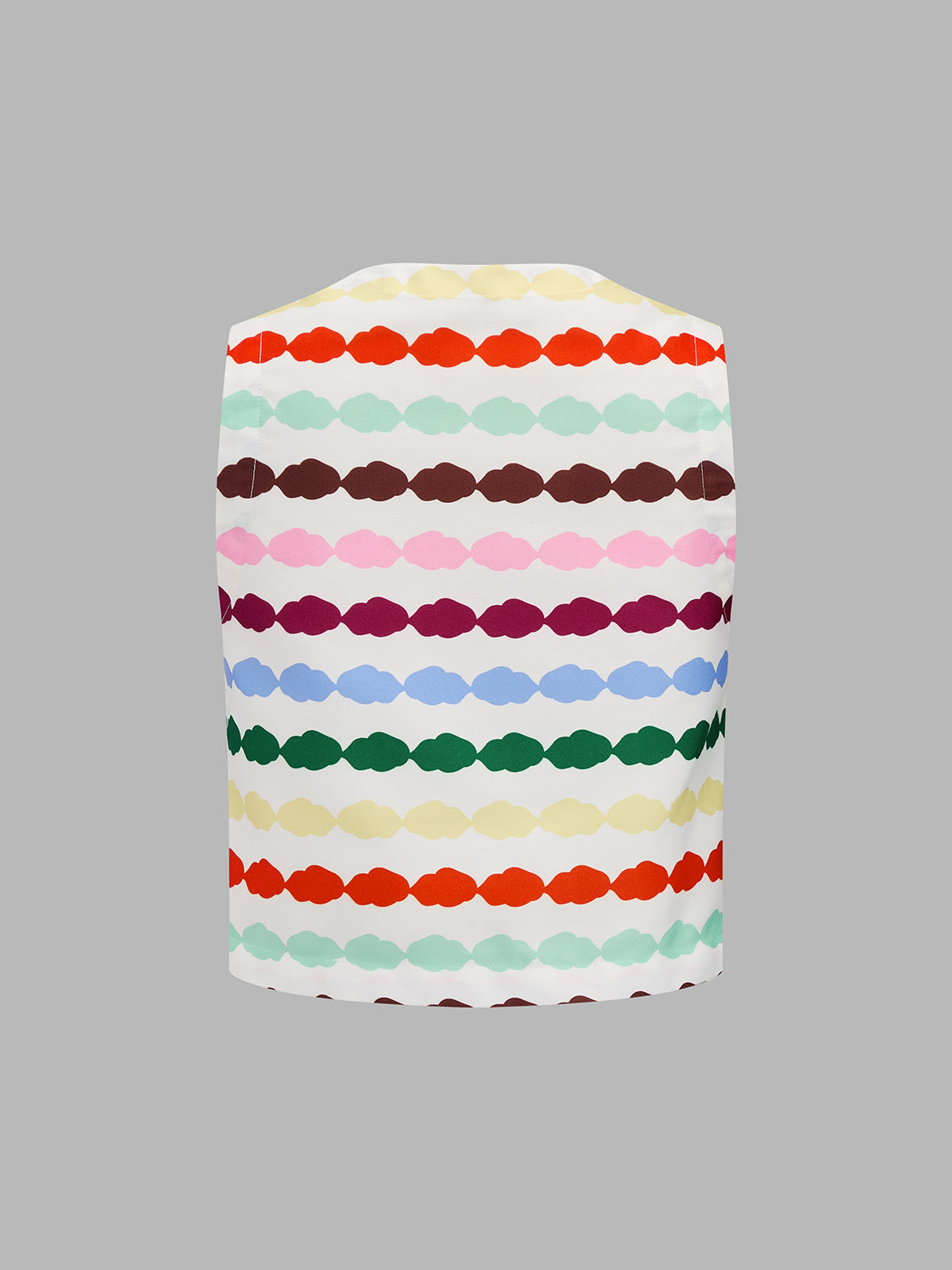 Multicolor Cloud Stripe Buttoned Sleeveless Top For Women Summer Casual