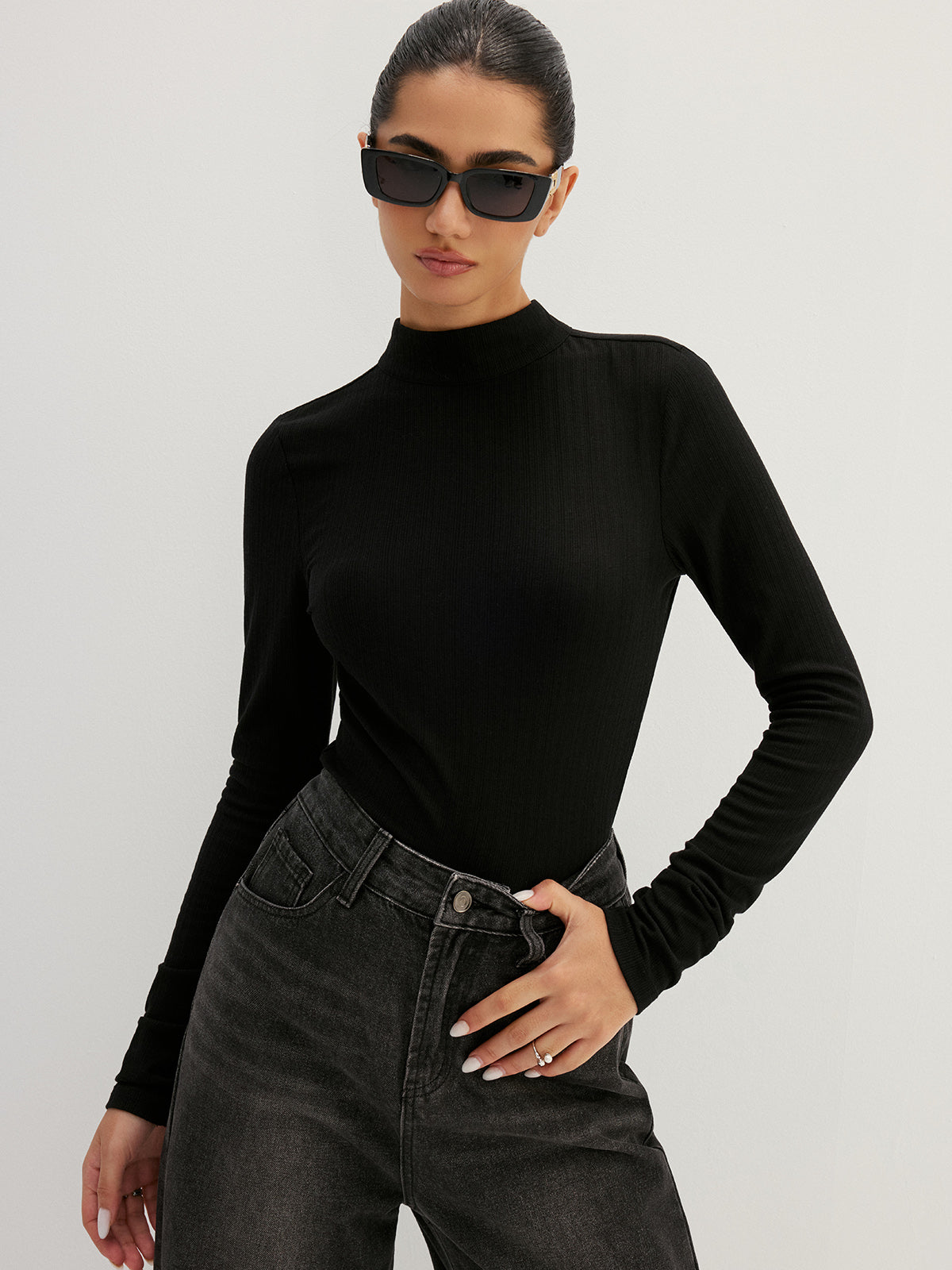 Back Cutout Printed Bow High Neck Top - Women's Trendy Fashion Blouse