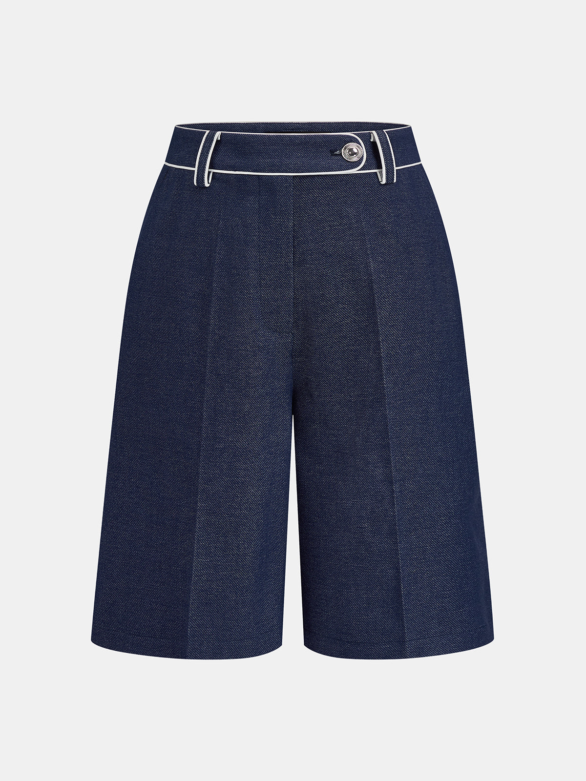 Contrast Piping Mid Waist Bermuda Shorts Casual Summer Wear