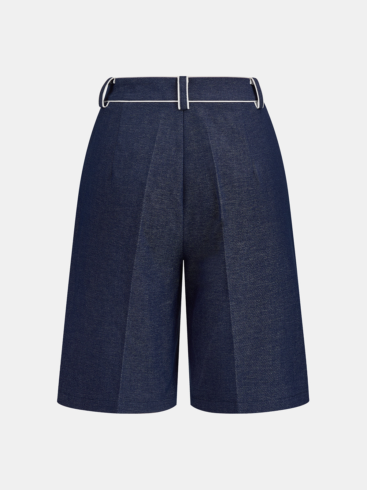 Contrast Piping Mid Waist Bermuda Shorts Casual Summer Wear