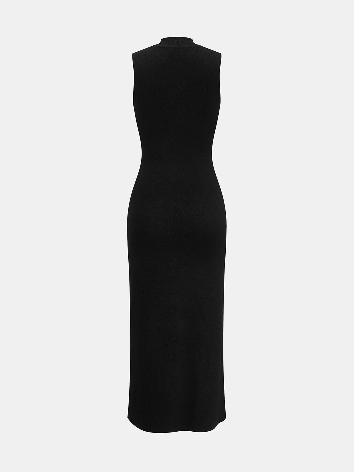 High Neck Floral Applique Knit Maxi Dress for Elegant Evenings