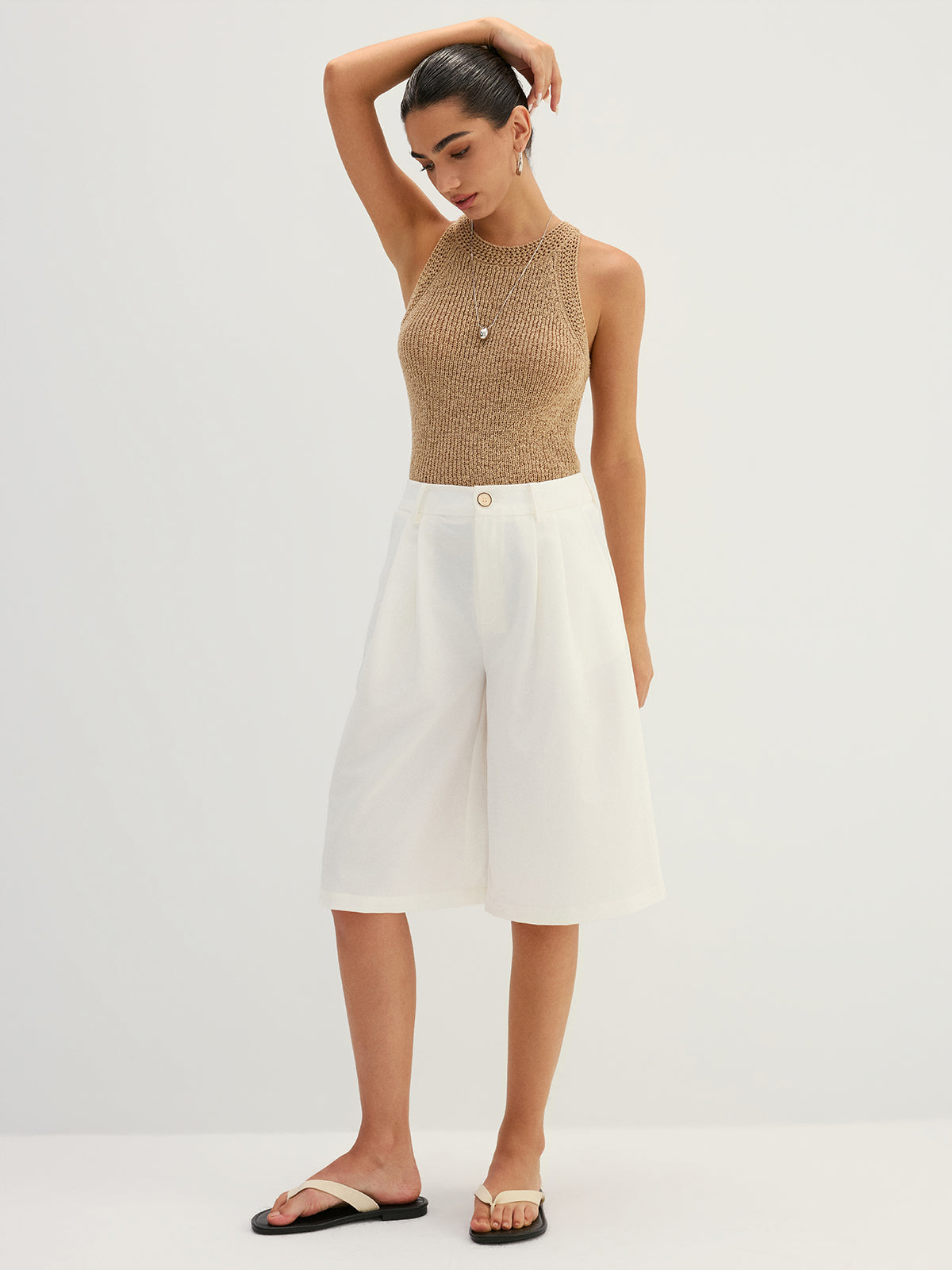 Open Knit Slim Tank Top for Women Summer Wear