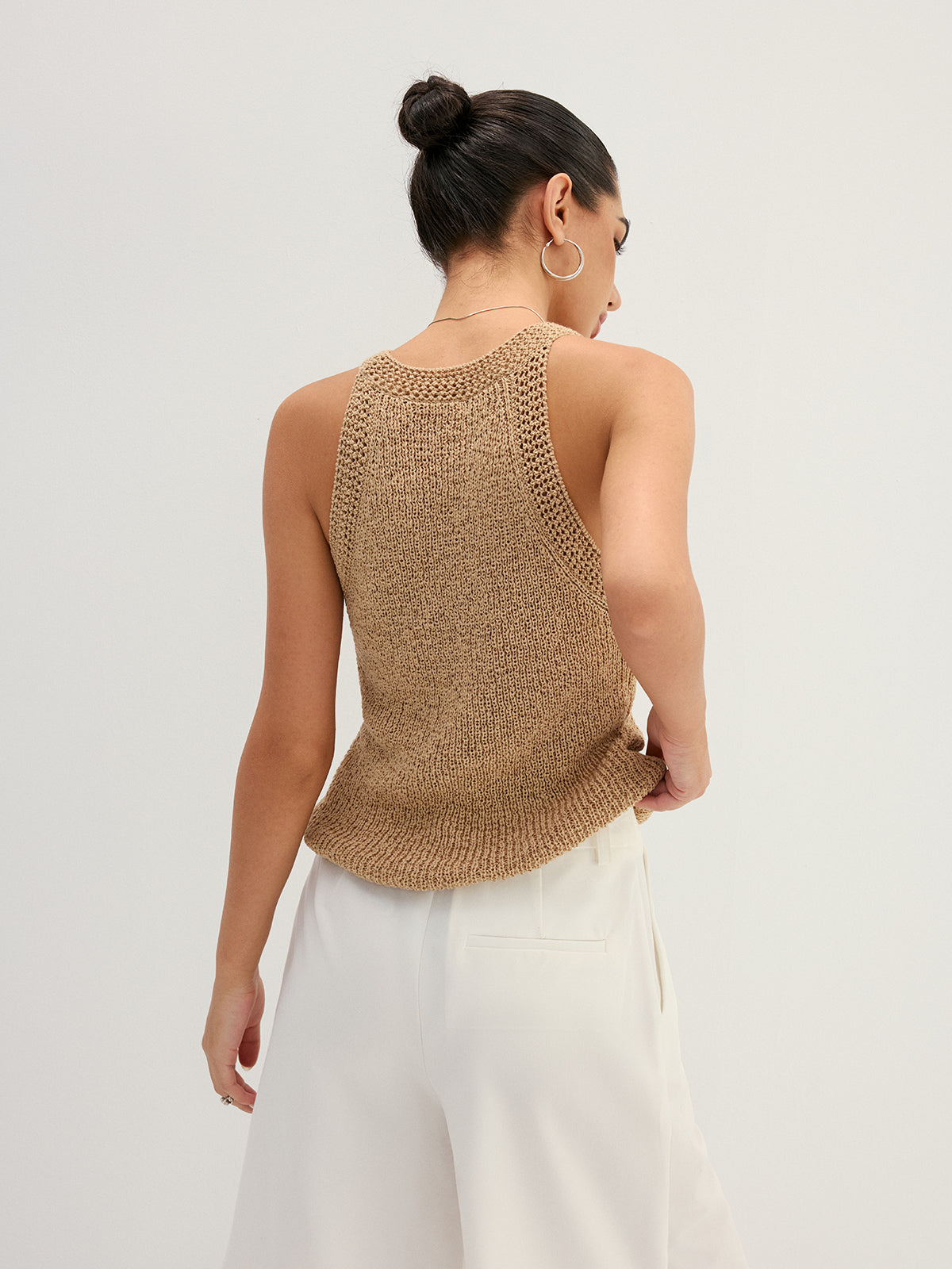 Open Knit Slim Tank Top for Women Summer Wear
