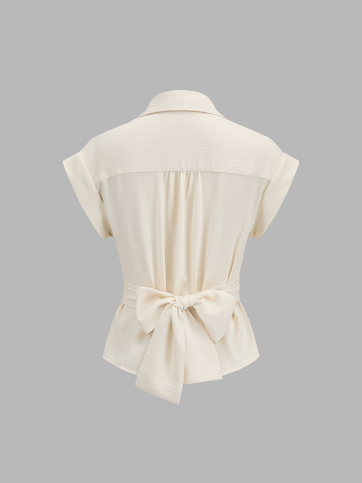 Tie-Back Cap Sleeve Textured Blouse for Women Casual Wear