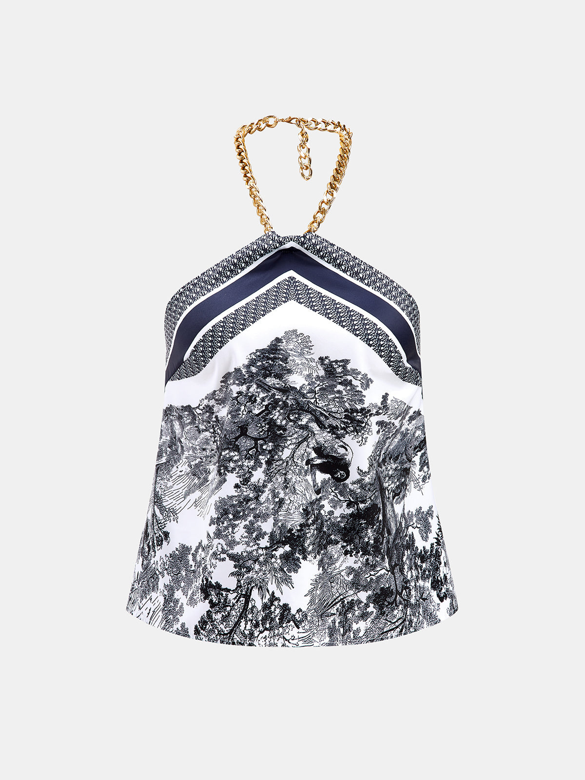 Jungle Print Chain Halter Top for Trendy Summer Outfits