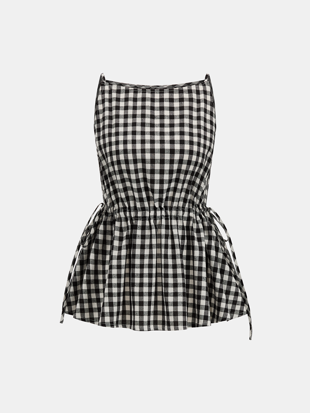 Gingham Drawstring Peplum Top & Shorts Set for Women Casual Summer Outfit