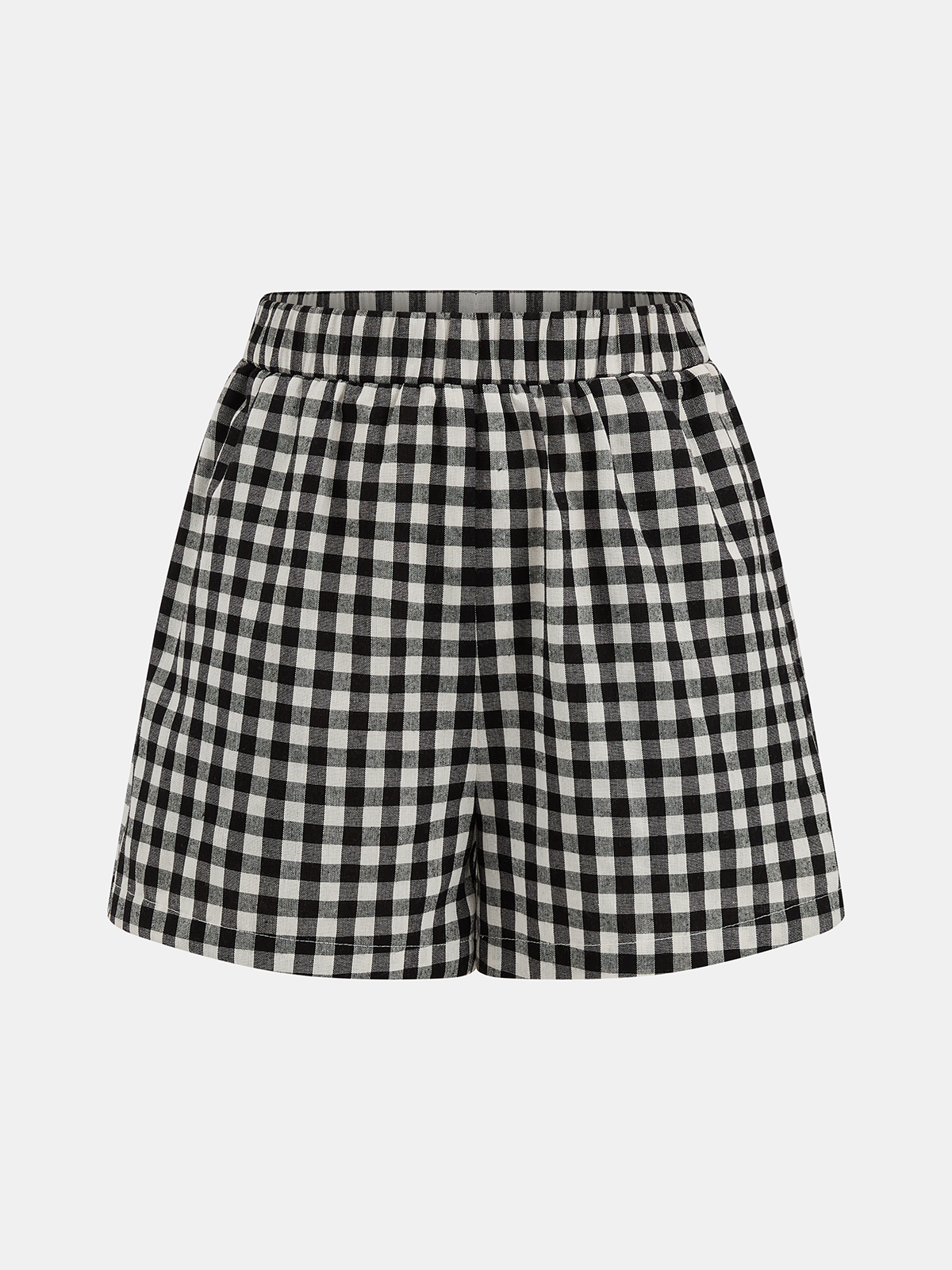 Gingham Drawstring Peplum Top & Shorts Set for Women Casual Summer Outfit