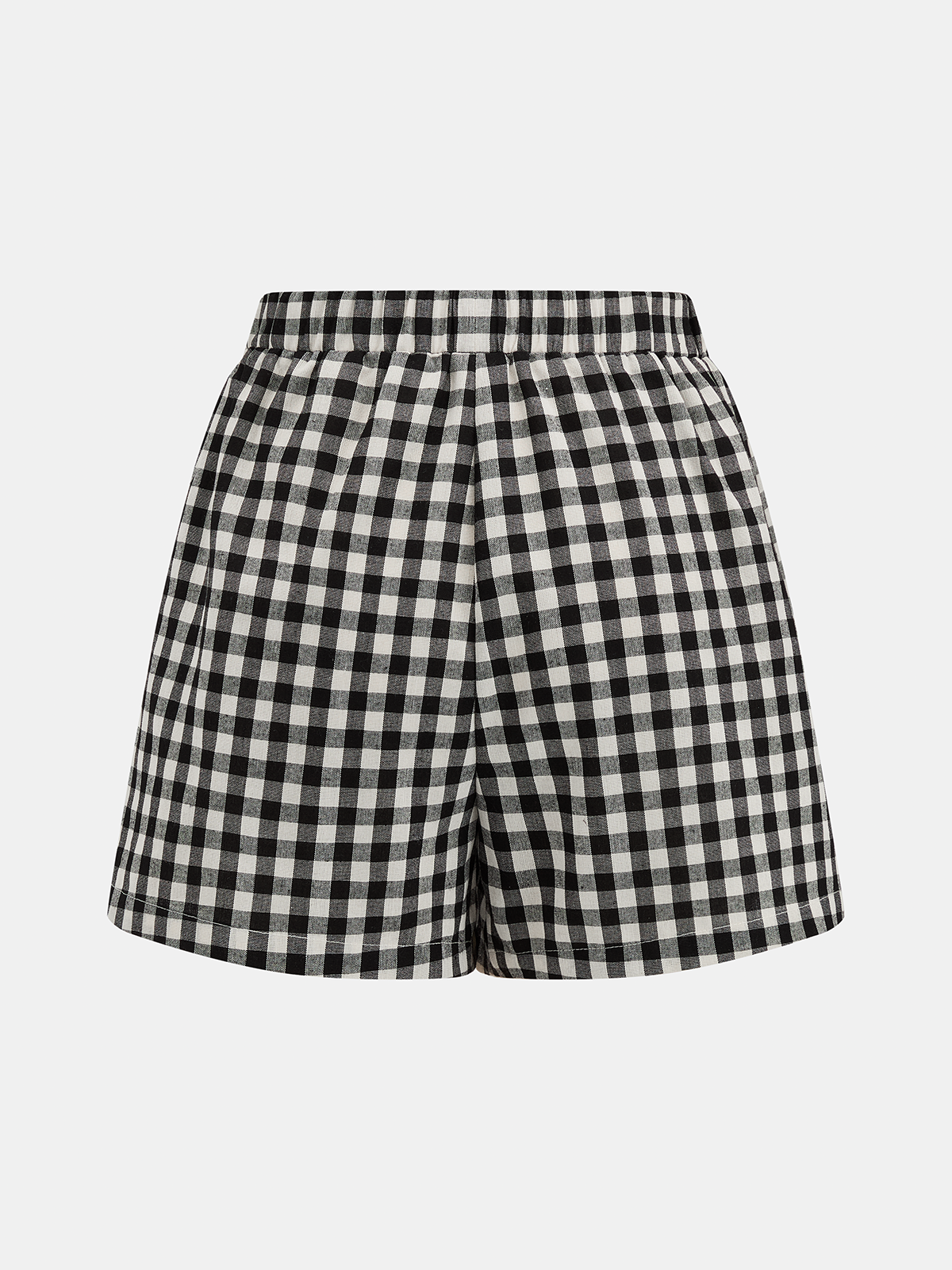 Gingham Drawstring Peplum Top & Shorts Set for Women Casual Summer Outfit