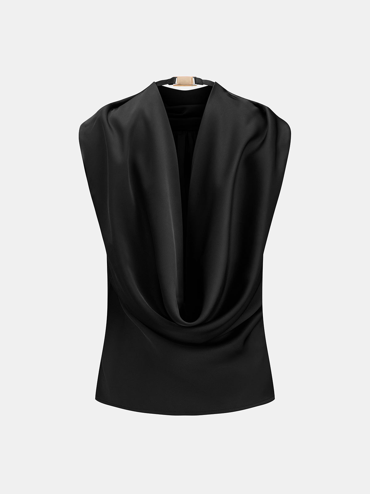 Satin Halter Cowl Back Sleeveless Tank Top for Evening Wear