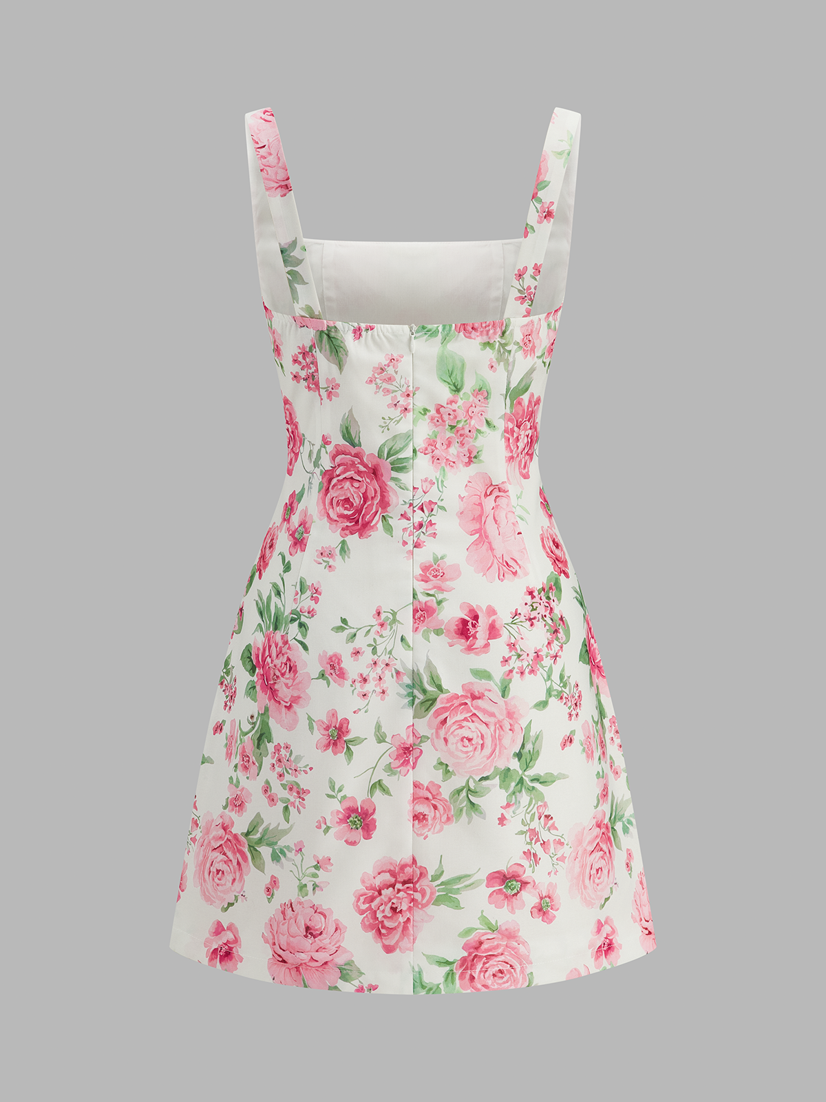 Square Neck Rose Print Slip Mini Dress for Women, Floral Pattern