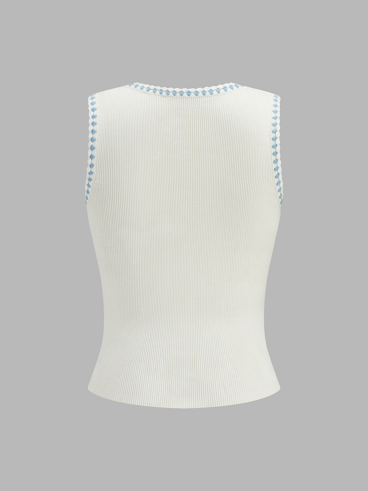 Contrast Stitch Ribbed Knit Tank Top for Women Casual Summer Wear