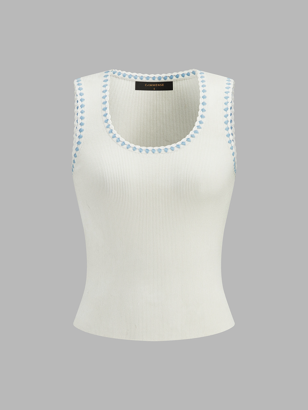Contrast Stitch Ribbed Knit Tank Top for Women Casual Summer Wear