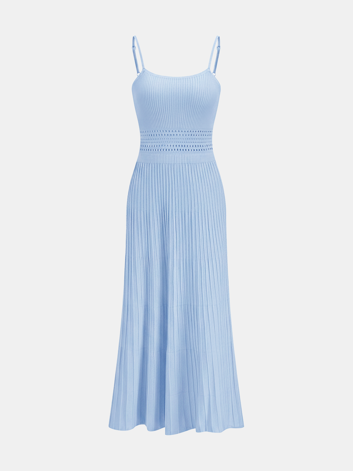 Openwork Ribbed Knit Cami Maxi Dress for Women Summer Casual