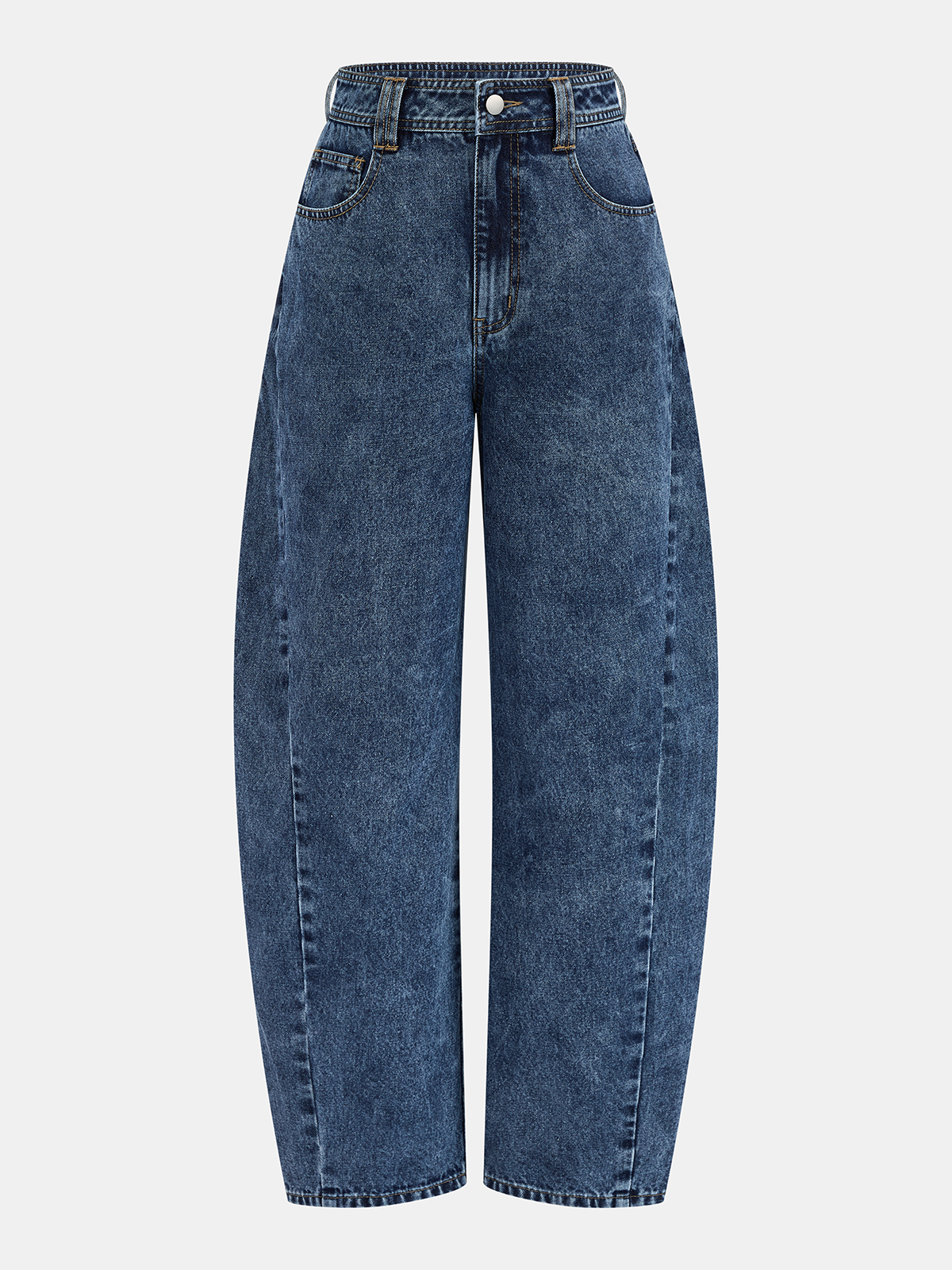 Mid-Waist Curved Leg Barrel Jeans for Women Trendy Casual Fit