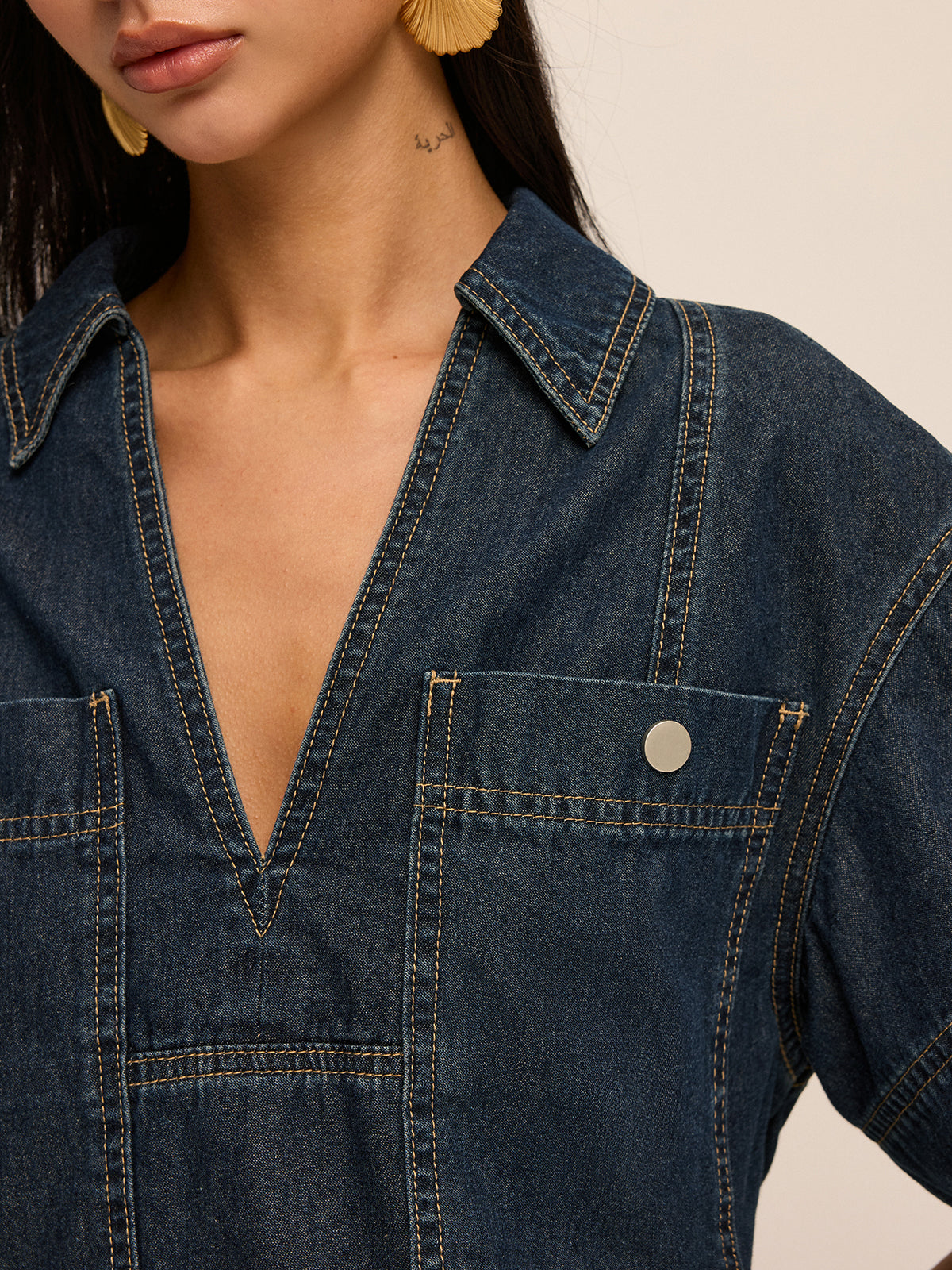 Short Sleeve Denim Blouse & Mini Skirt Set for Women Casual Summer