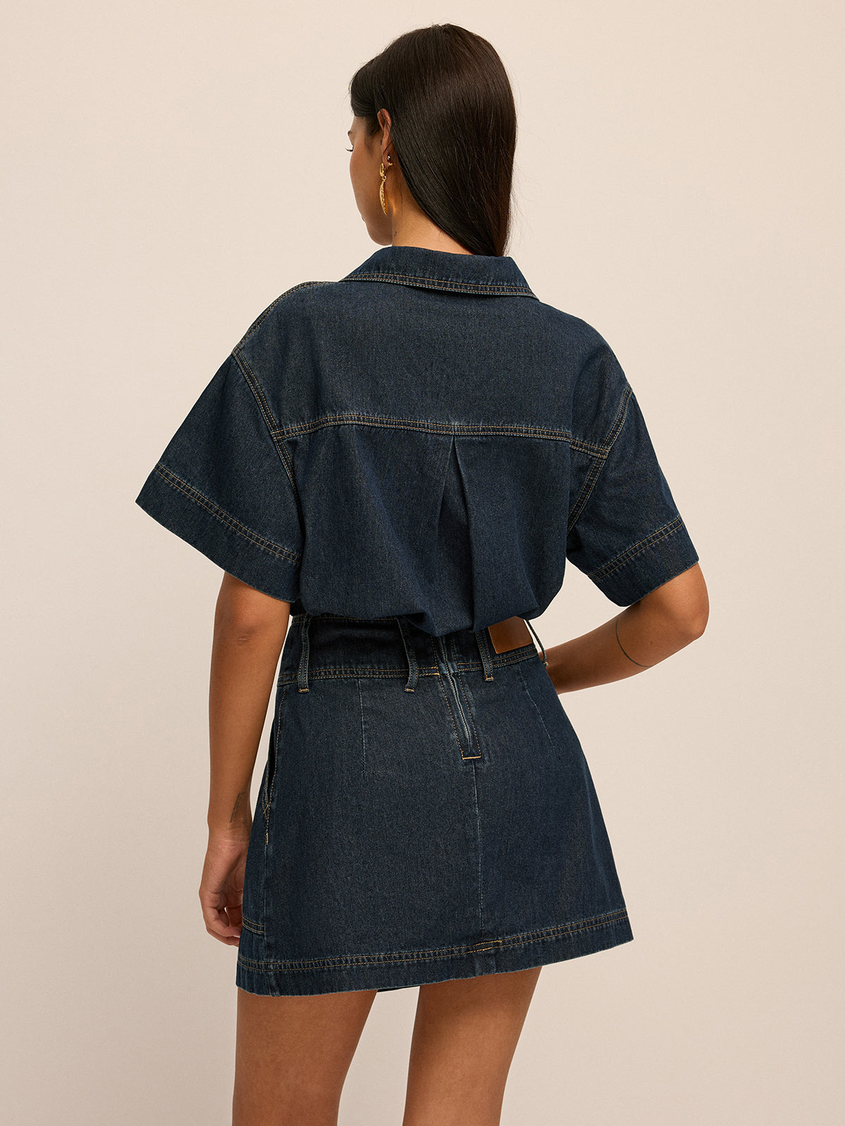 Short Sleeve Denim Blouse & Mini Skirt Set for Women Casual Summer