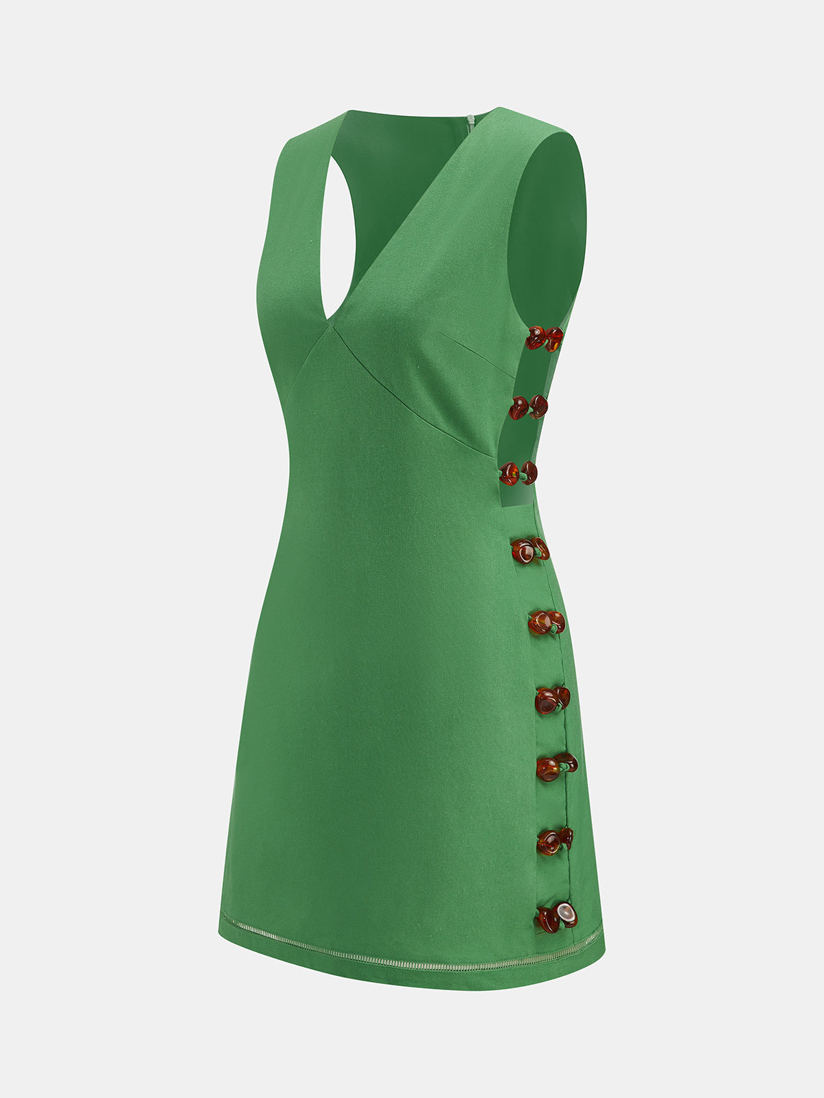 Amber Detail Cut-Out Mini Dress Trendy Party Wear