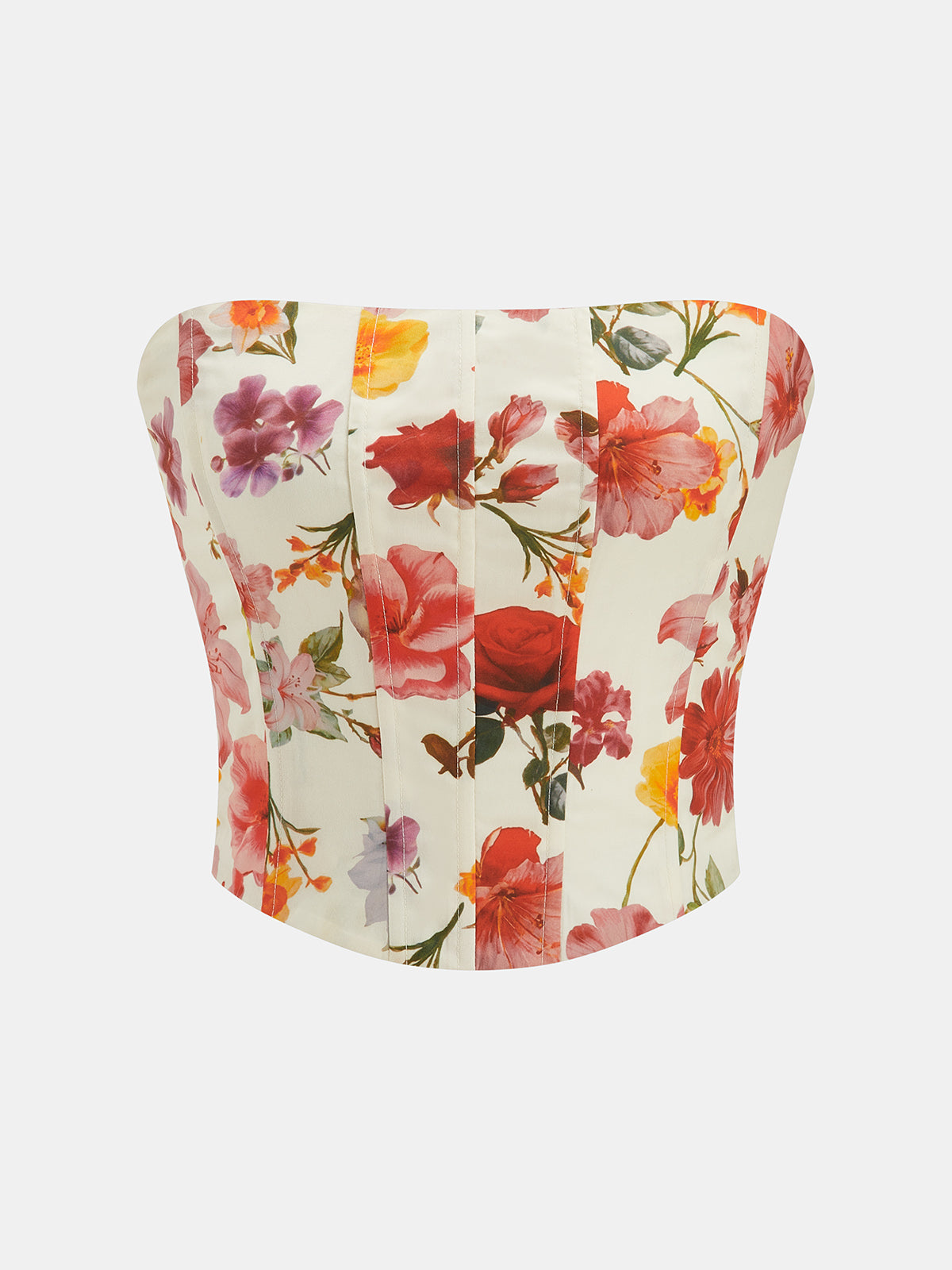 Vintage Rose Smocked Back Bustier Top with Adjustable Straps
