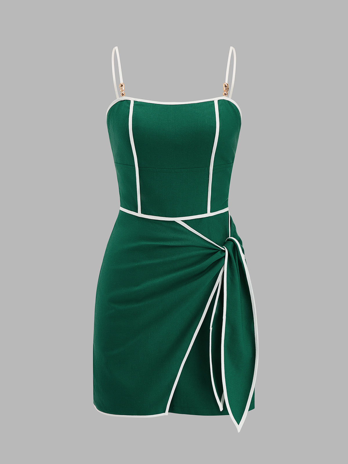Contrast Trim Tie-Waist Wrap Mini Dress - Women's Elegant Party Outfit