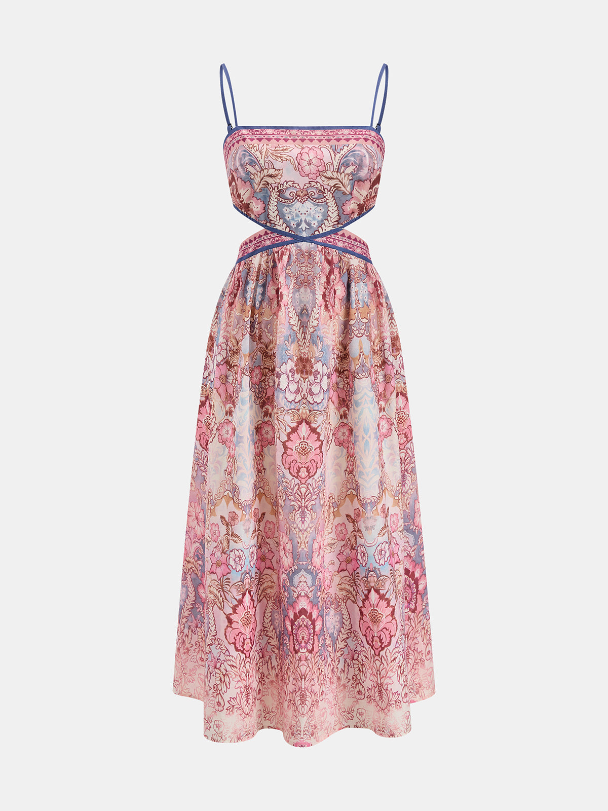 Vintage Floral Cutout Back Tie Maxi Dress for Summer Weddings