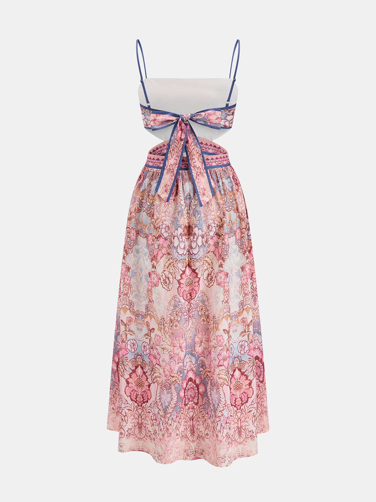 Vintage Floral Cutout Back Tie Maxi Dress for Summer Weddings