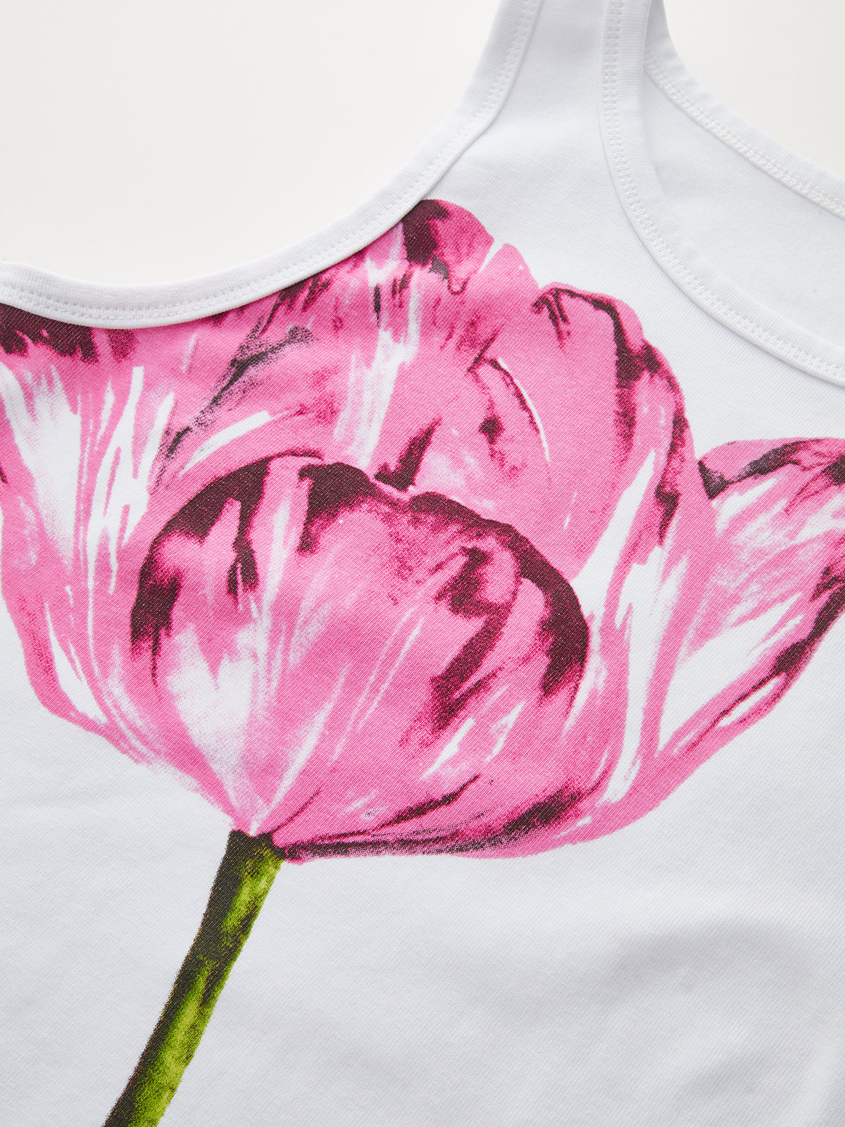 Tulip Print Slim Sleeveless Tank Top for Women Casual Summer Wear