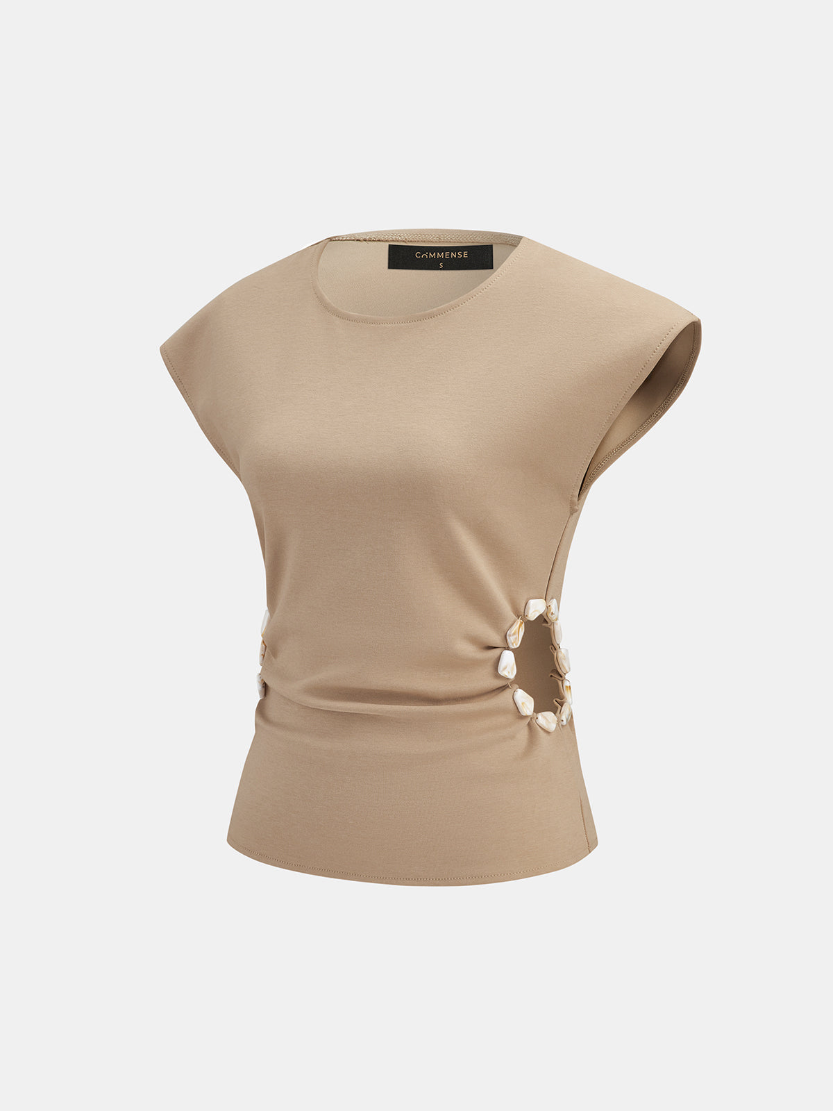Beaded Cutout Ruched Sleeveless Top for Women Casual Outfits