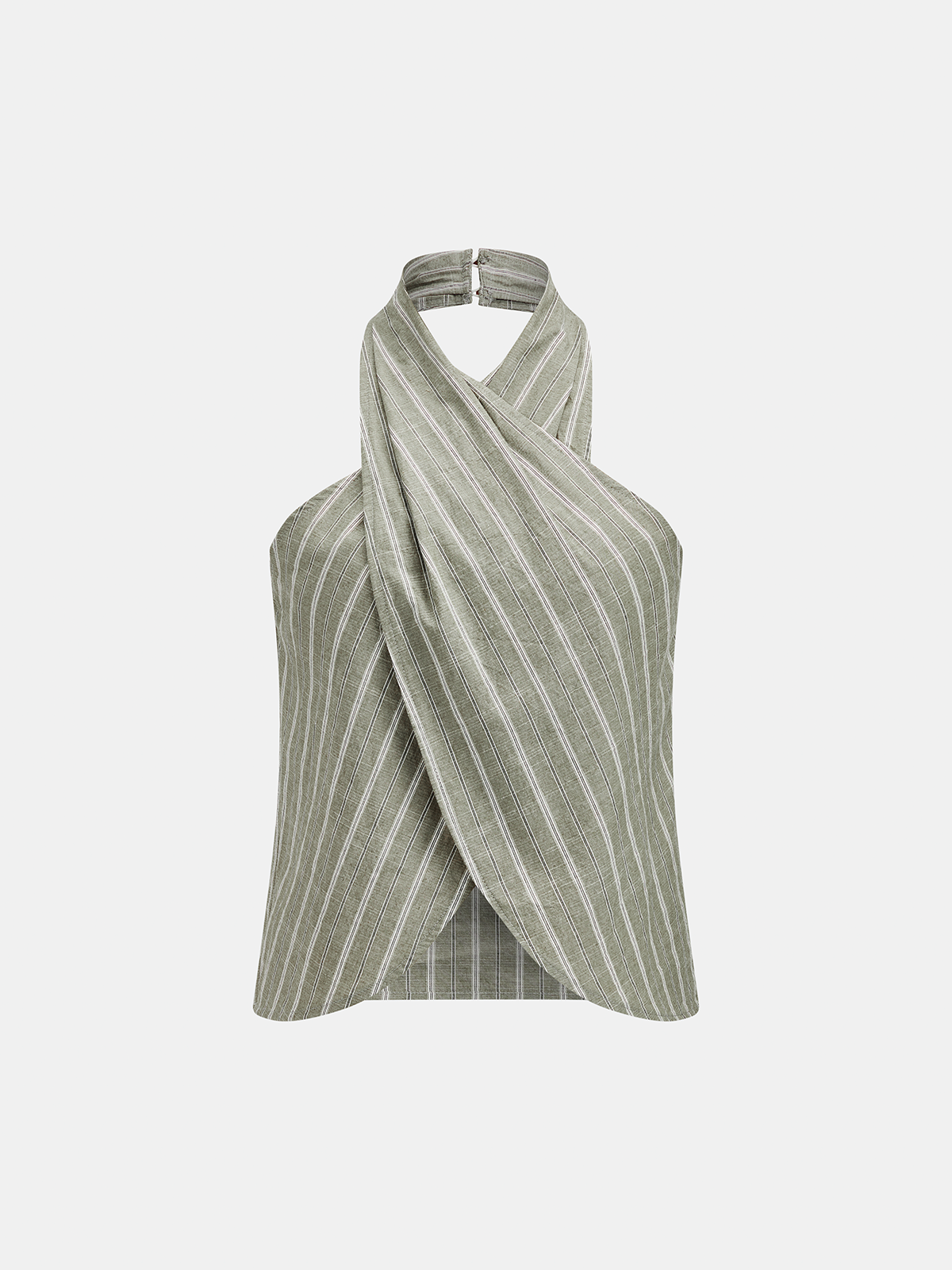 Striped Cotton Linen Halter Top & Pants Set for Women Summer Outfit