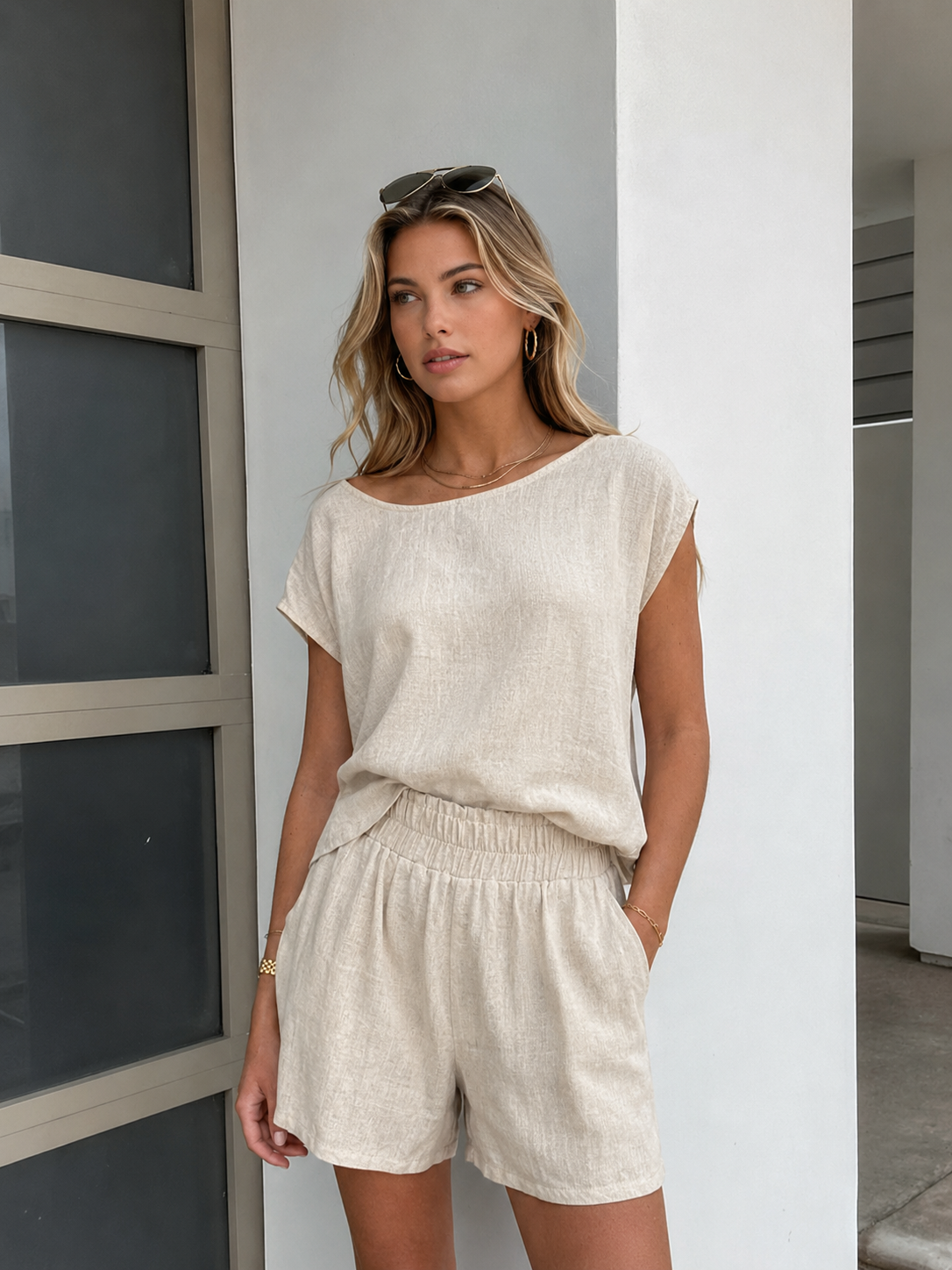 Cotton & Linen Pockets Shorts Set Comfortable Summer Casual Wear