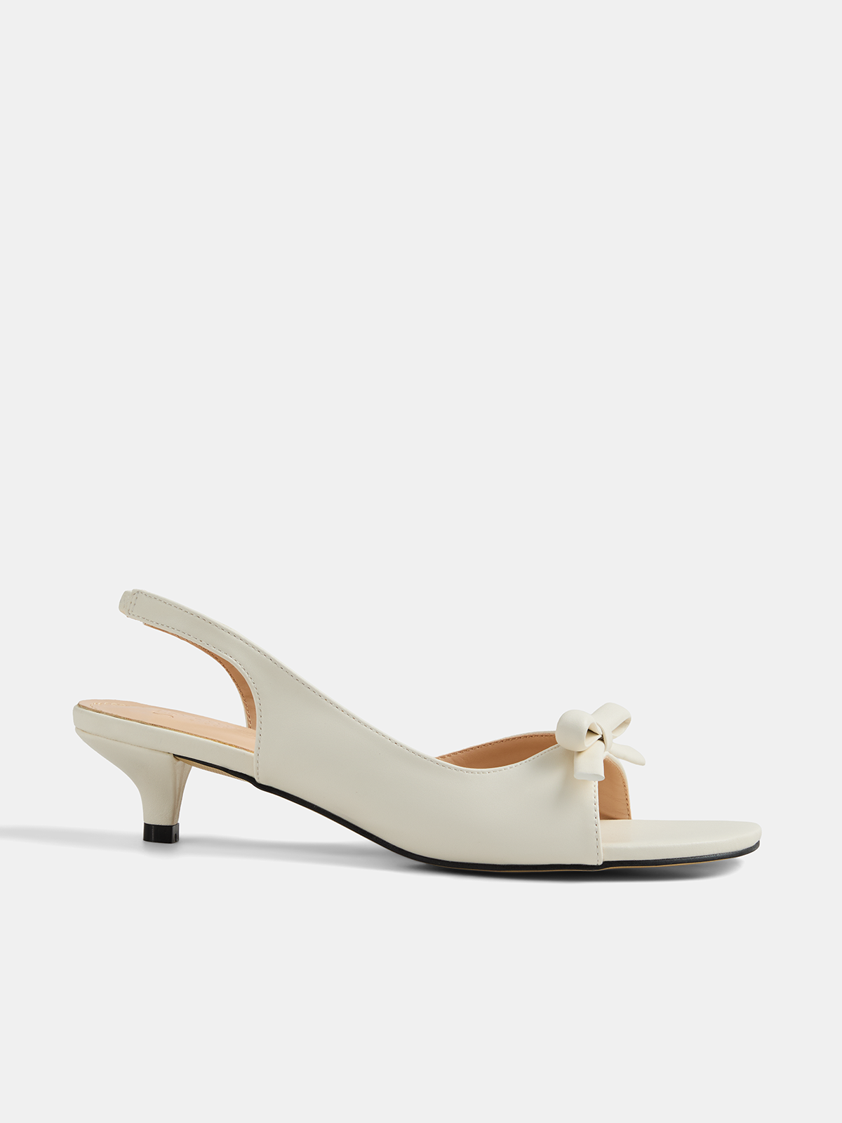 Bow Decor Square Toe Slingback Kitten Heels Classic Elegant Design Fashionable Footwear