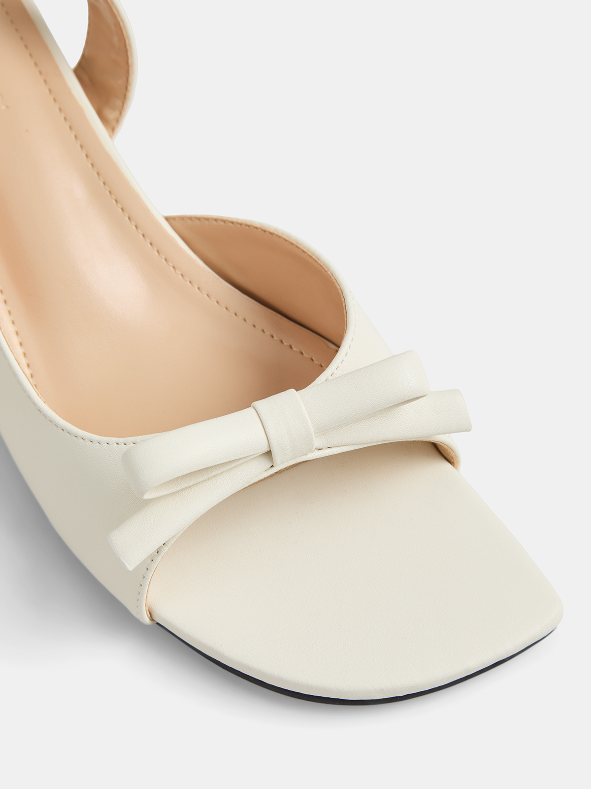 Bow Decor Square Toe Slingback Kitten Heels Classic Elegant Design Fashionable Footwear