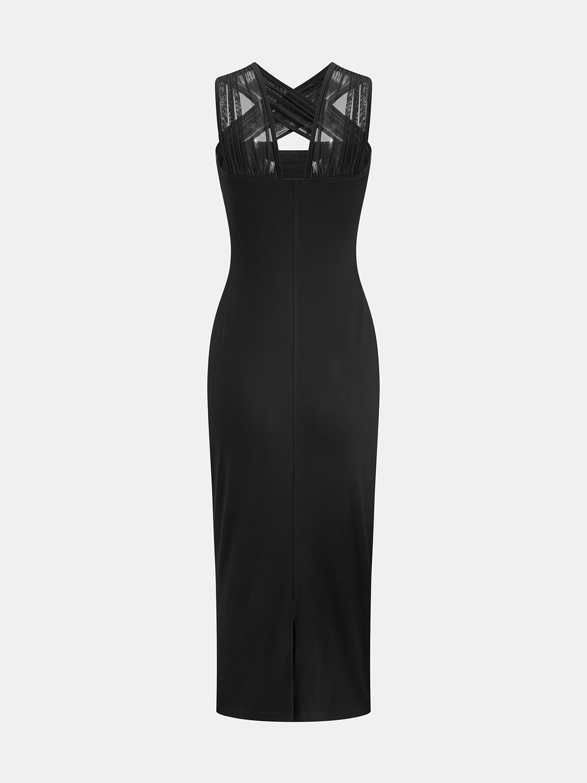 Mesh Cross Strap Bodycon Midi Dress for Evening Party