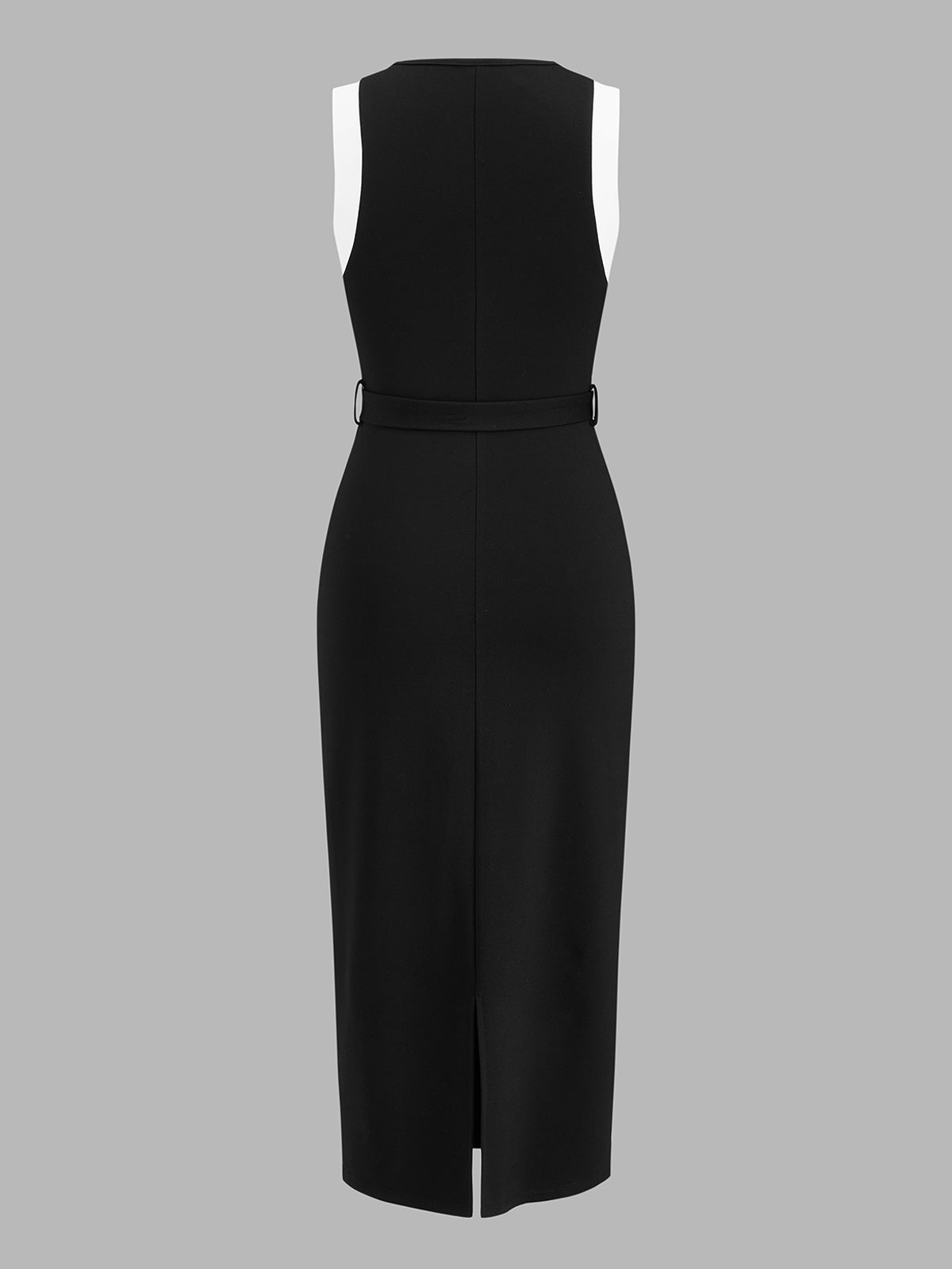 Color Block Belted Sleeveless Midi Dress for Women Casual Summer