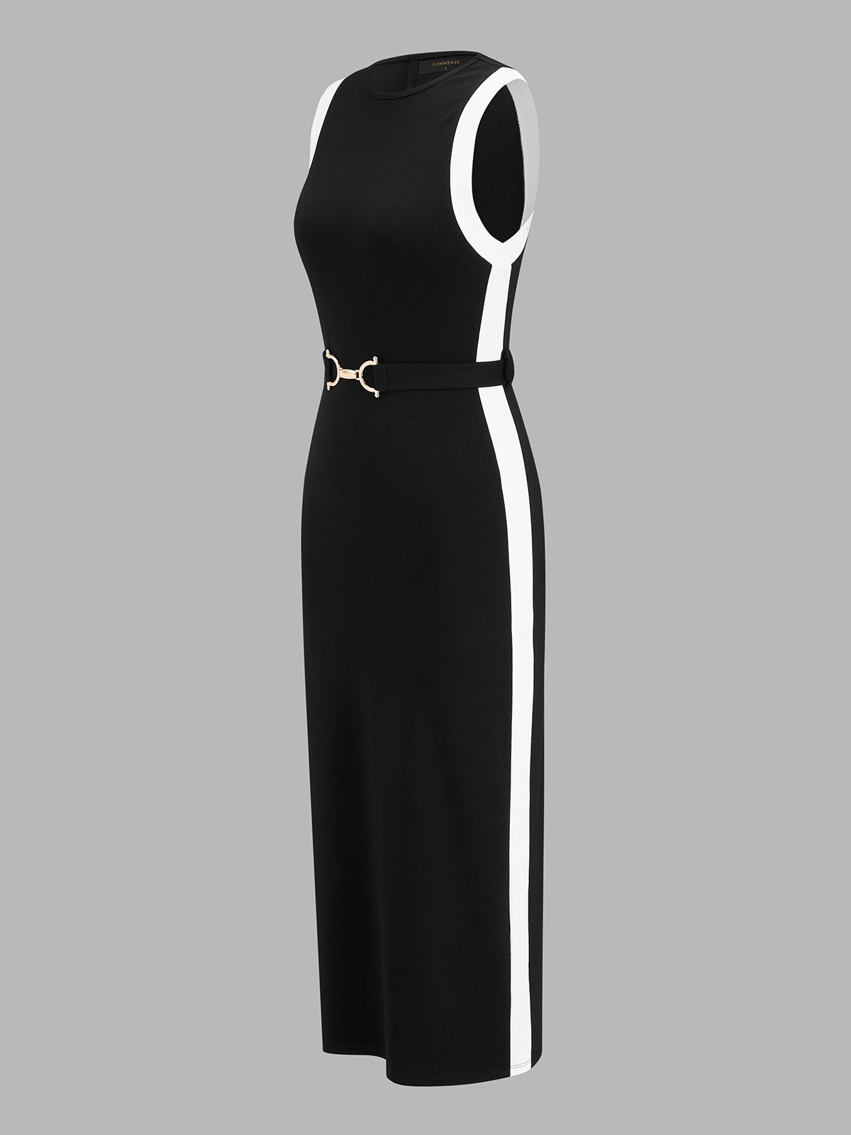 Color Block Belted Sleeveless Midi Dress for Women Casual Summer