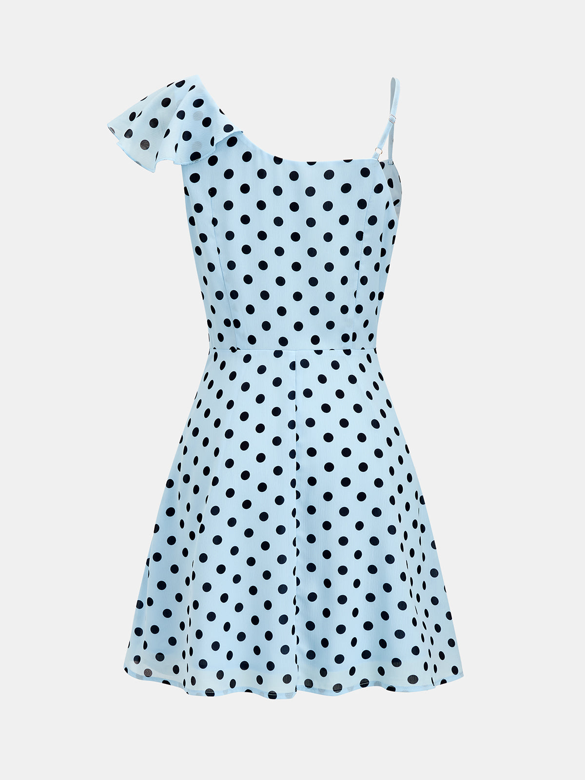 Asymmetric Ruffle Polka Dot Mini Dress Trendy Women's Summer Style