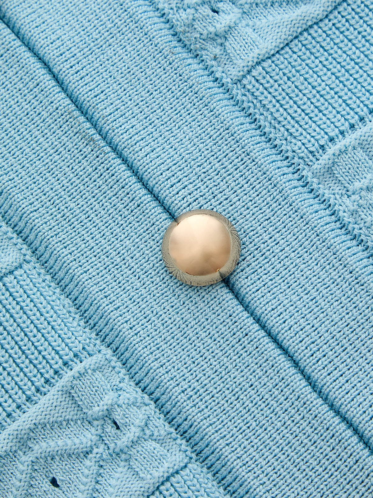 Hollow Textured Metal Button Knit Top Women's Casual Sweater