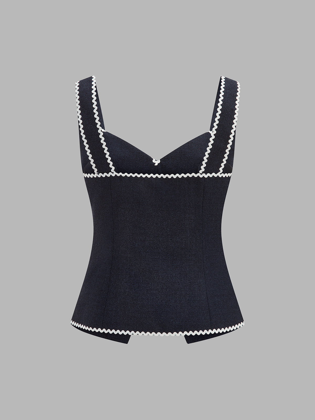Contrast Wave Edge Button Front Vest with Adjustable Back Strap