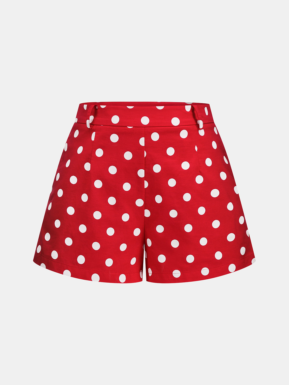 Polka Dot Cotton Linen Two Piece Casual Summer Shorts Set for Women