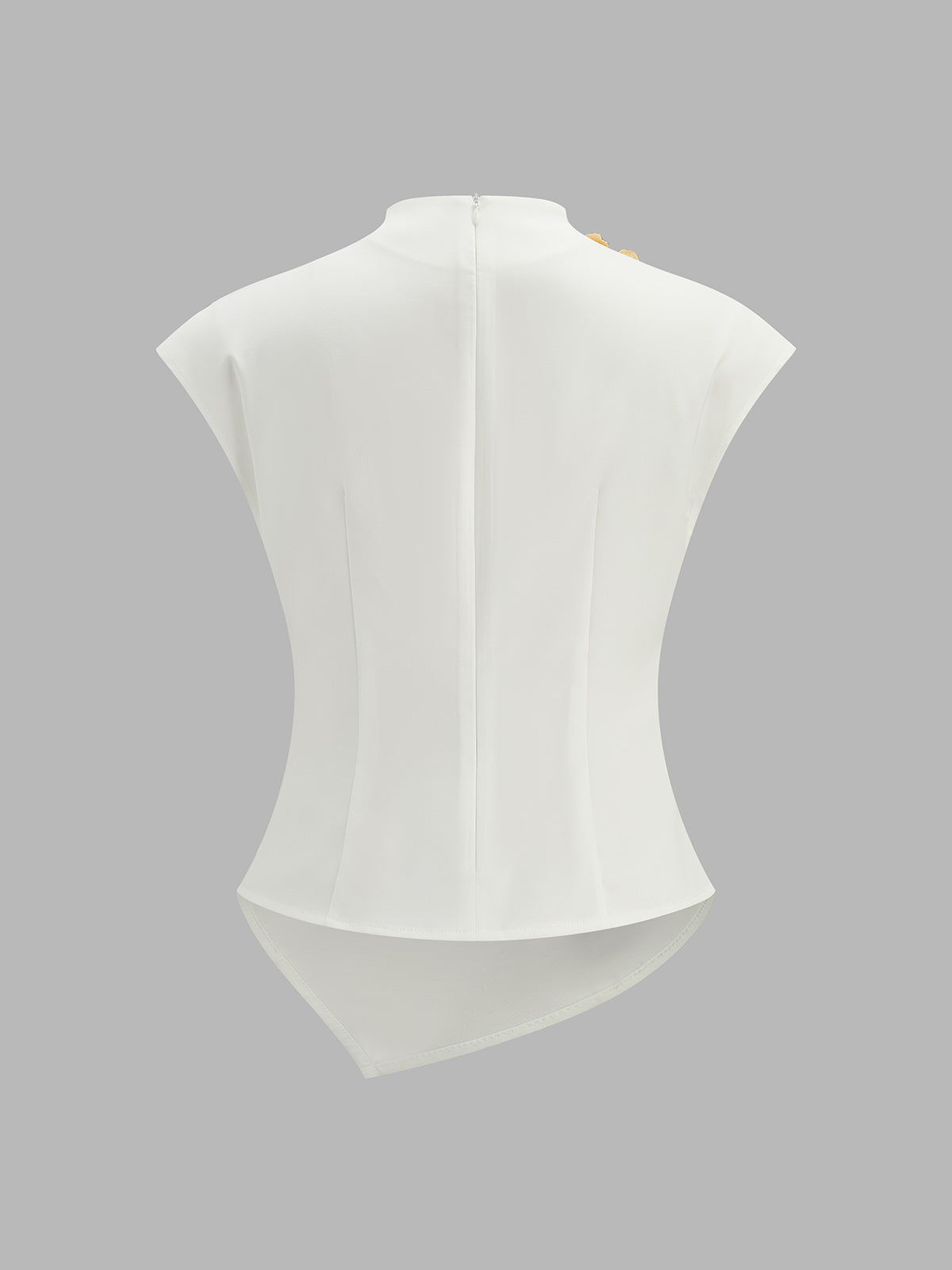 Draped Metal Detail Asymmetric Blouse with Elegant Long Sleeves