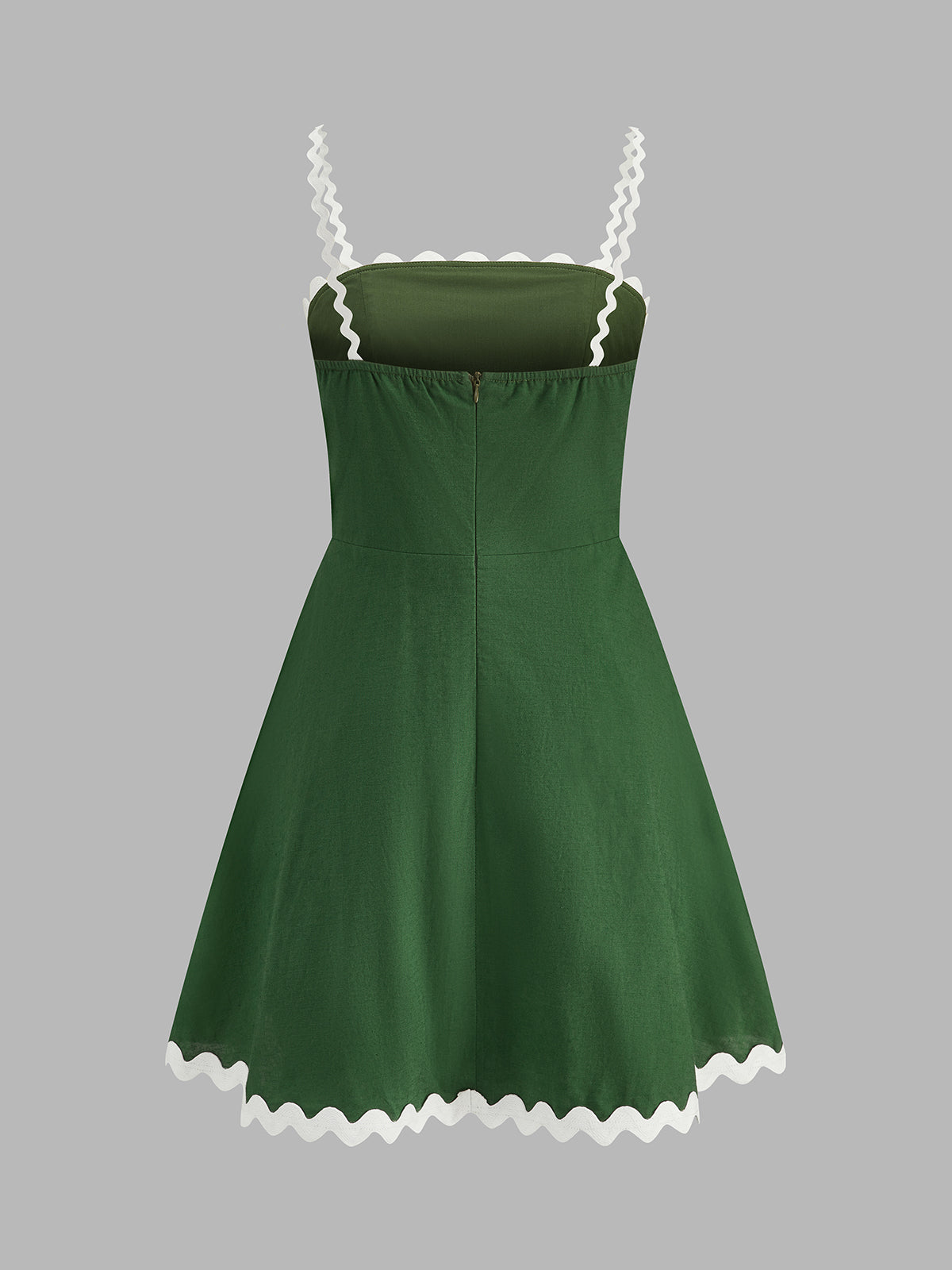 Rickrack Trim Cotton Linen Cami Mini Dress Women's Summer Casual