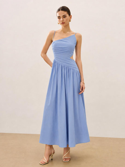 Asymmetric Cutout Cami Maxi Dress Flowy Summer Evening Wear