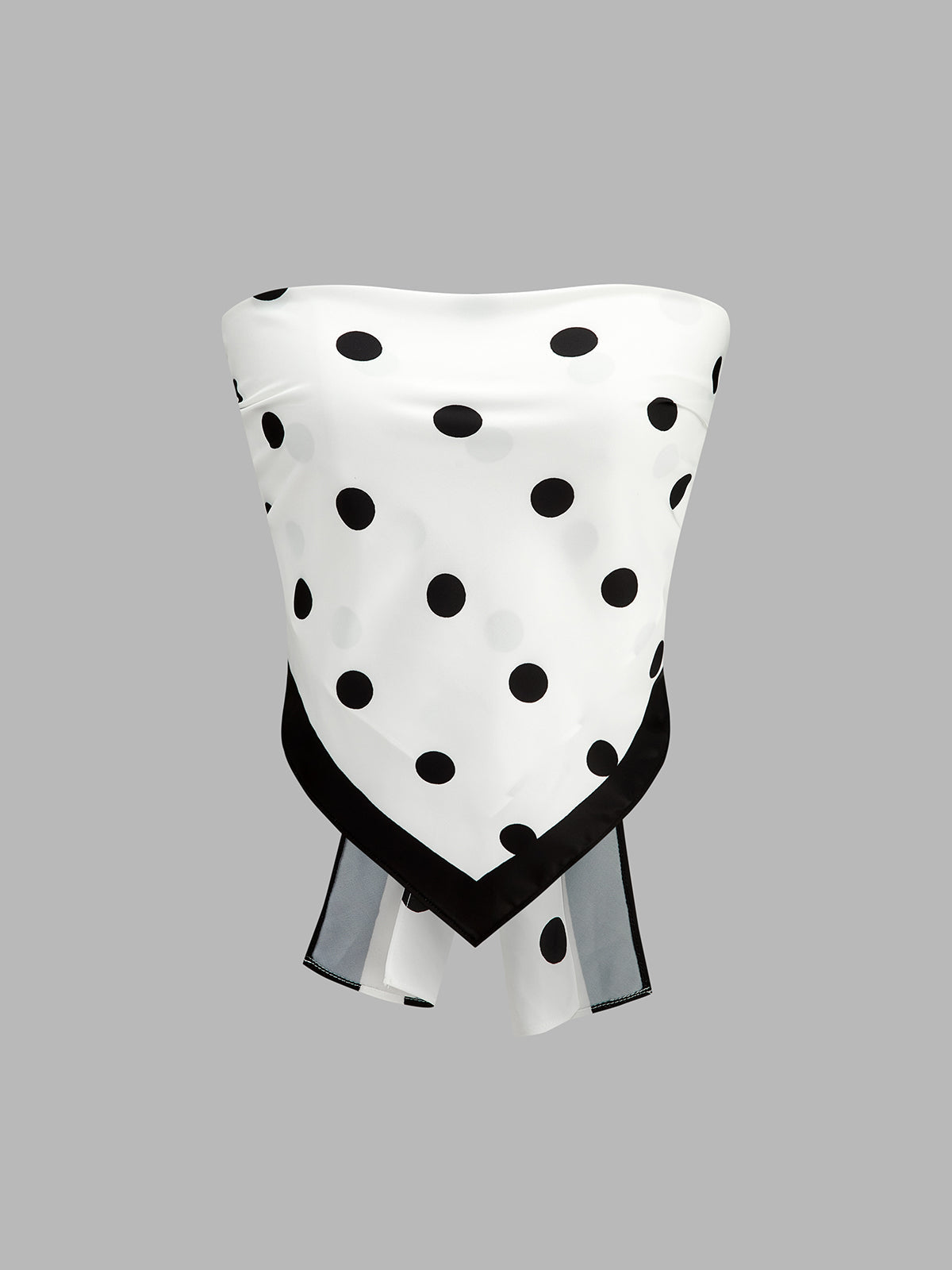 Polka Dot Wrap Tie Backless Tube Top with Adjustable Straps for Women