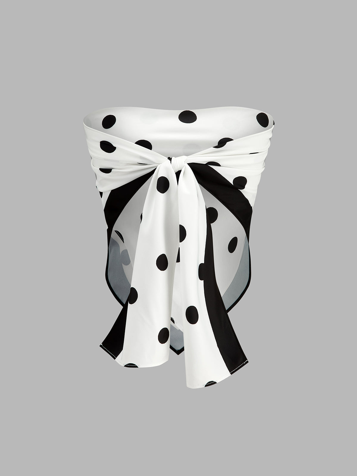Polka Dot Wrap Tie Backless Tube Top with Adjustable Straps for Women
