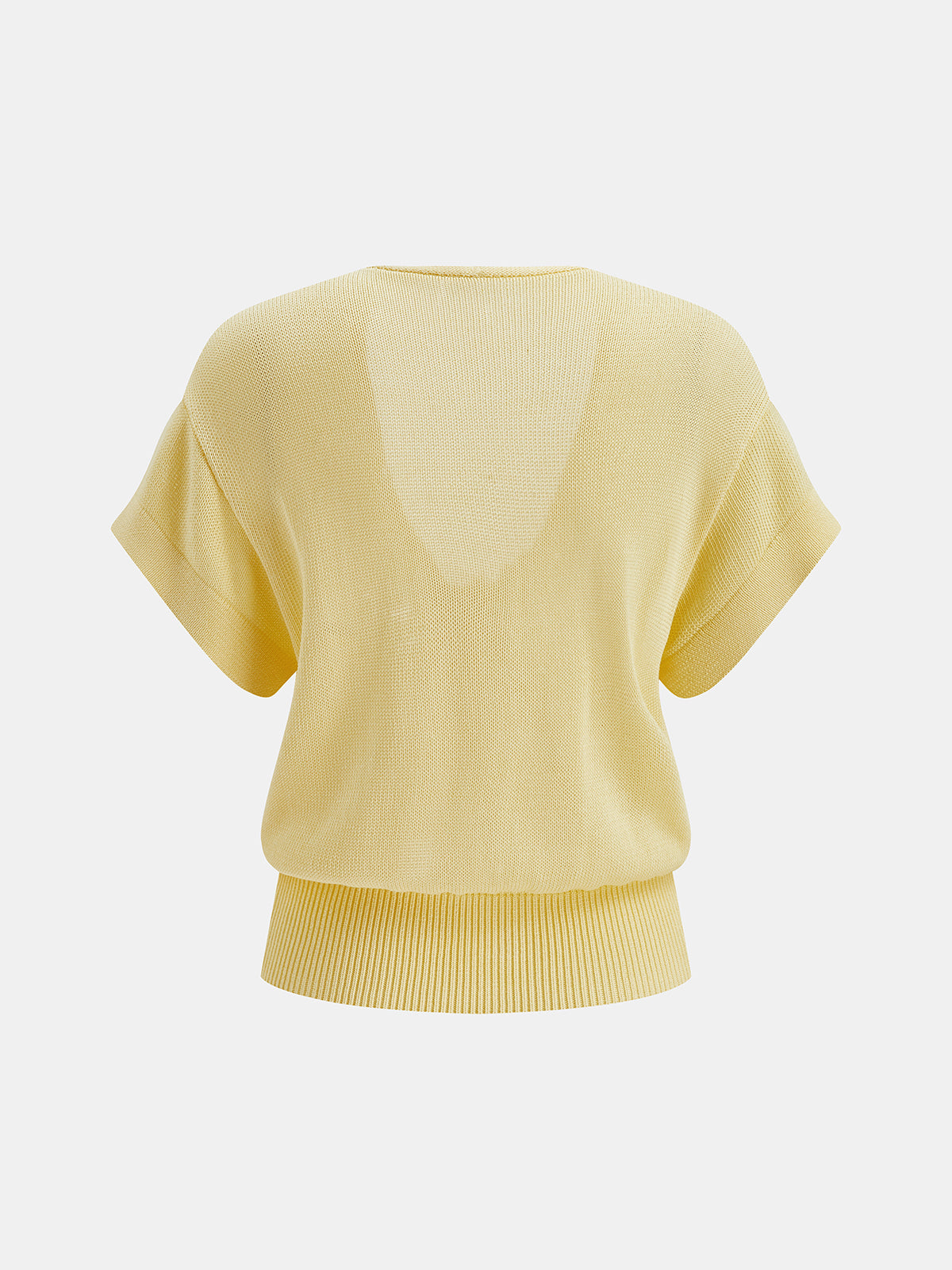 Short Sleeve V Neck Metal Detail Casual Women's Knit Top