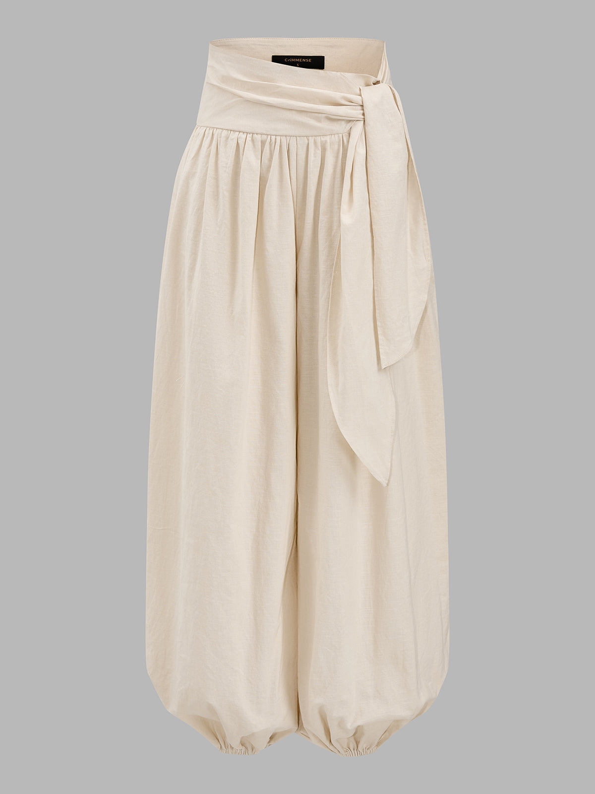 Knot Waist Cotton Linen Jogger Pants - Women's Casual Summer Drawstring Trousers