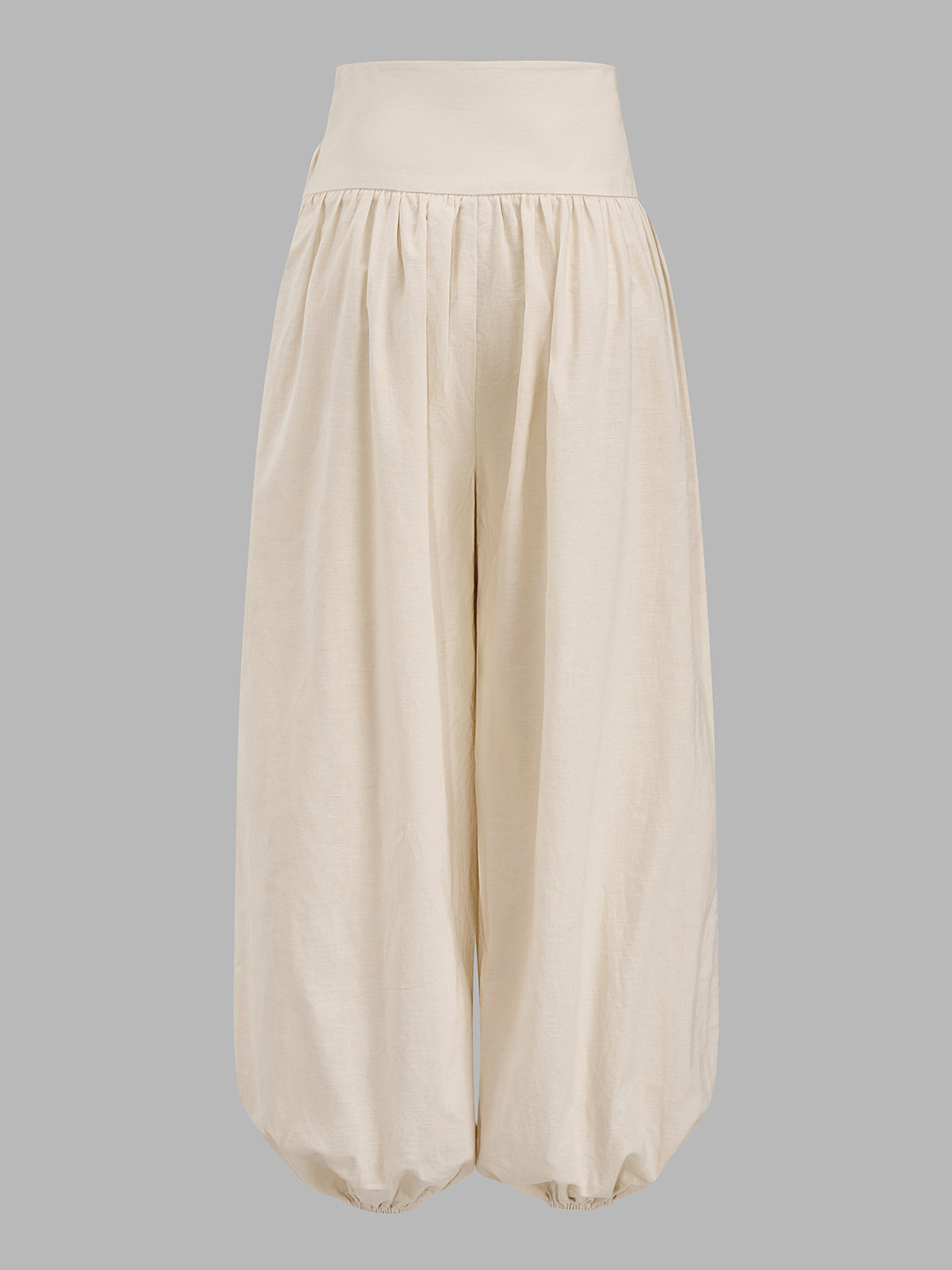 Knot Waist Cotton Linen Jogger Pants - Women's Casual Summer Drawstring Trousers