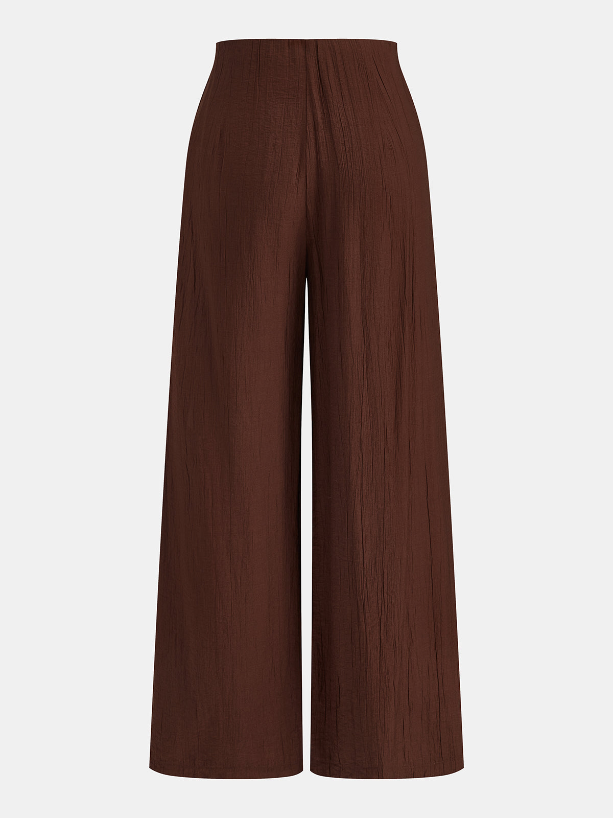 Wrap Tie Crinkle Wide Leg Pants with High Waist Comfort