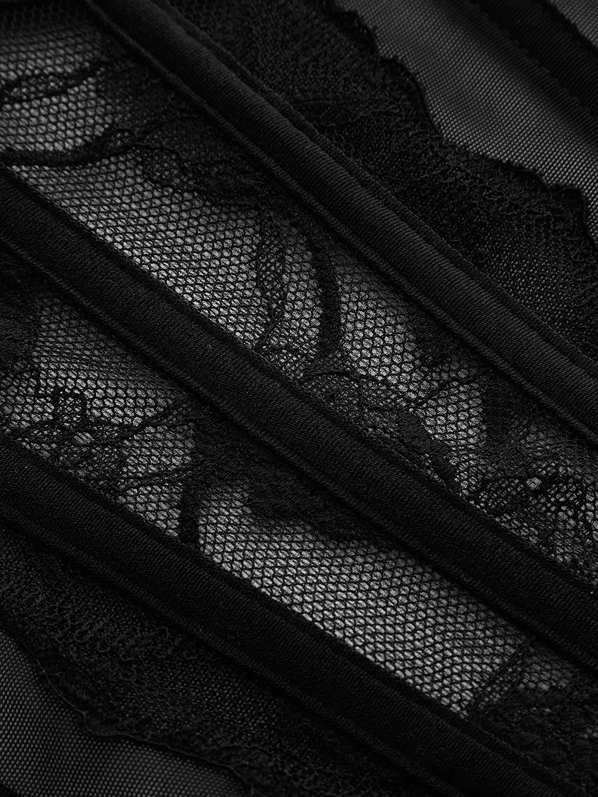 Sheer Mesh Boning Corset Top with Lace-Up Back